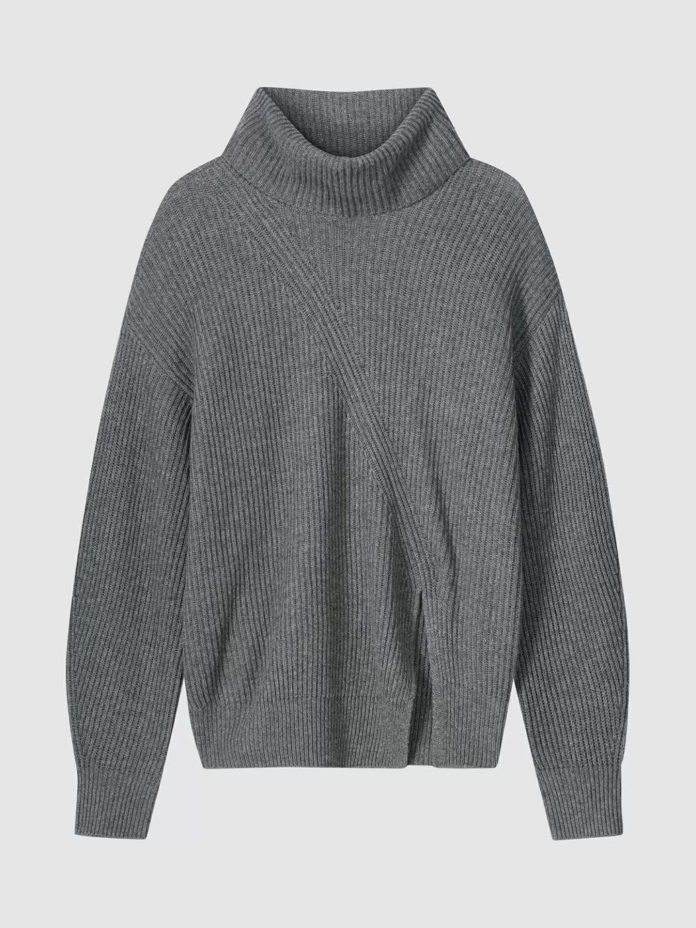 REPEAT cashmere Truien<Cashmere Coltrui Met Asymmetrische Zoom Middelgrijs