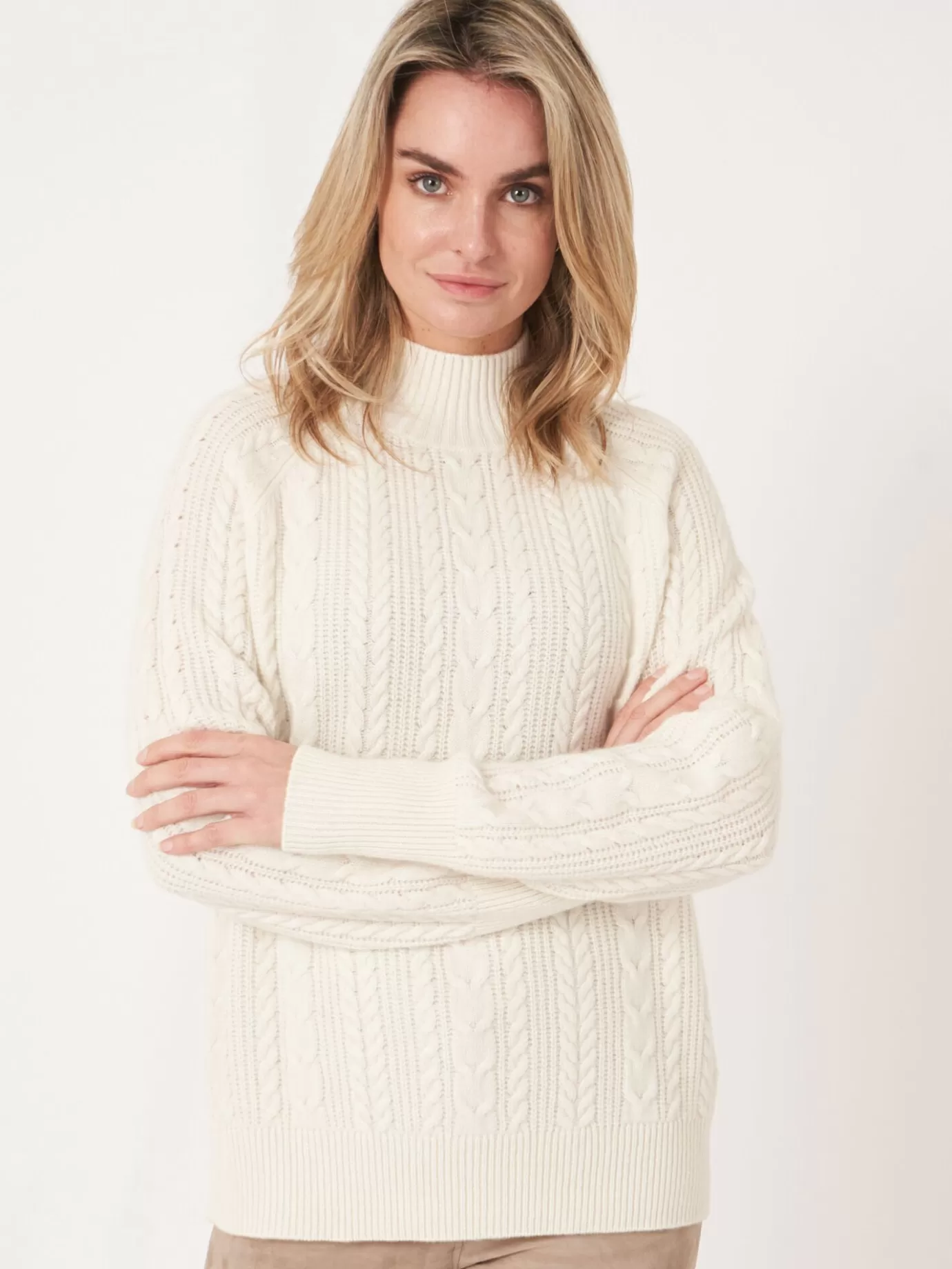 REPEAT cashmere Truien<Cashmere Kabeltrui Met Raglanmouwen Room