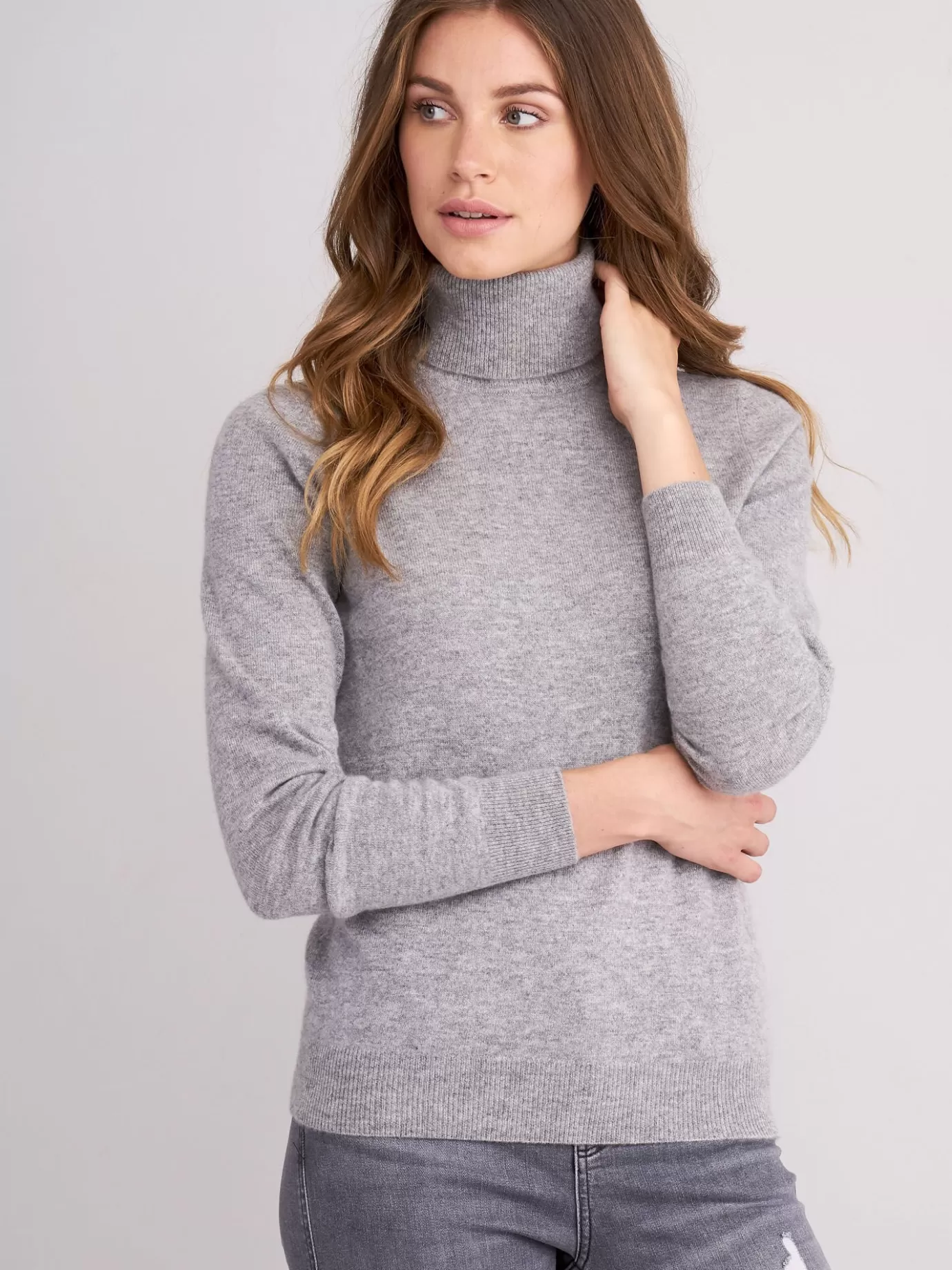 REPEAT cashmere Truien<Cashmere Trui Met Rolkraag Lichtgrijs