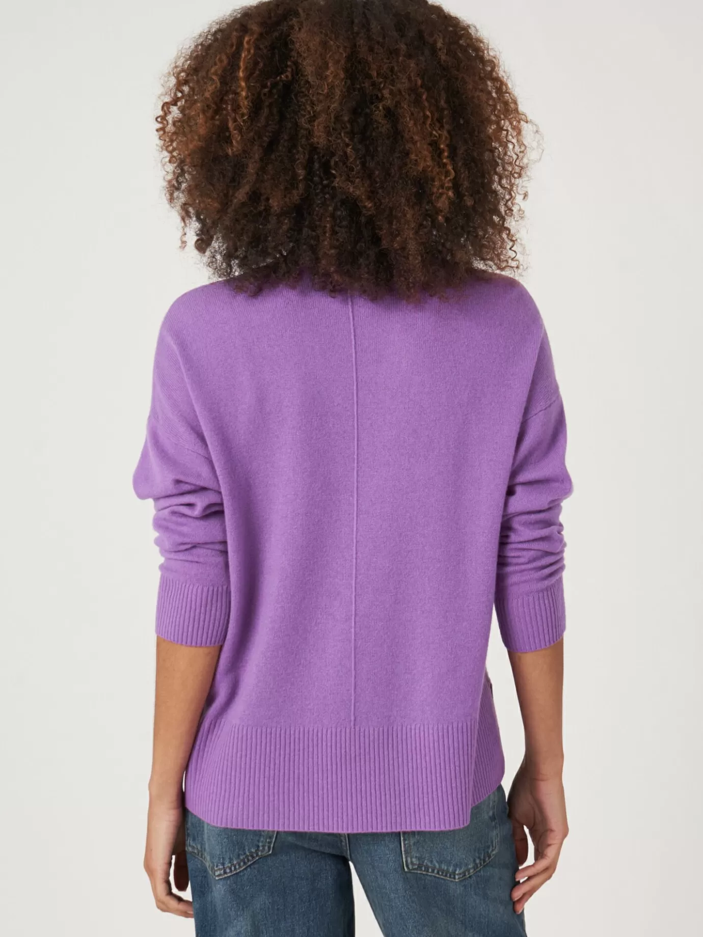 REPEAT cashmere Organic Cashmere<Cashmere Trui Met V-Hals En Zijsplitten Lila