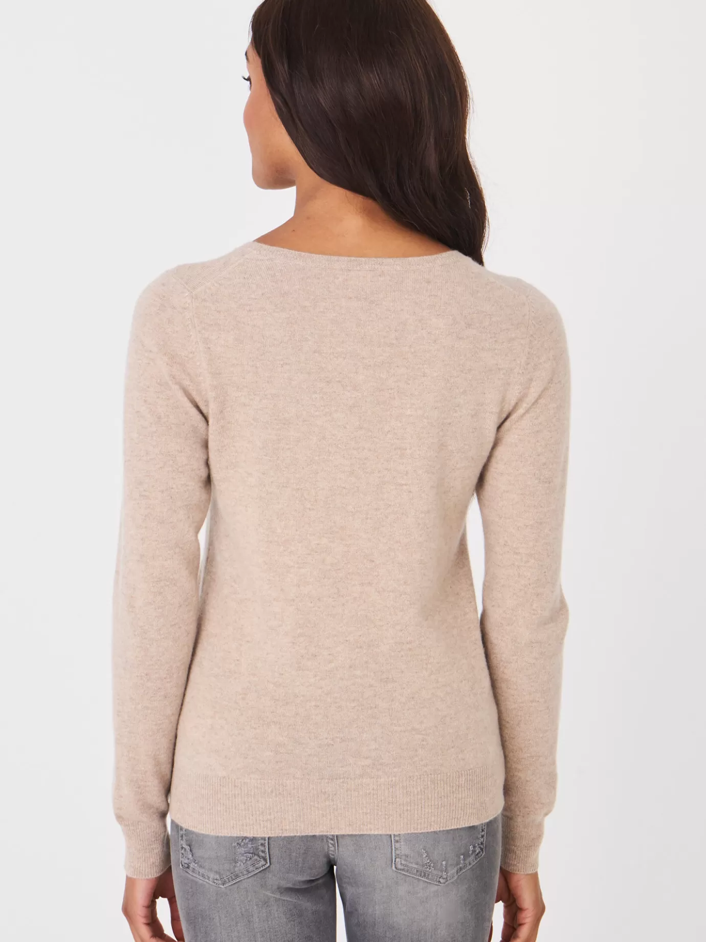 REPEAT cashmere Organic Cashmere<Cashmere Trui Met V-Hals Van Organisch Cashmere Zand