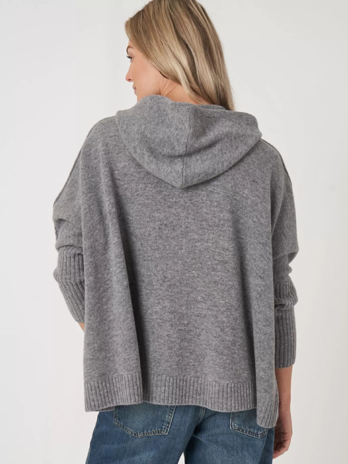 REPEAT cashmere Vesten<Casual Gebreide Hoodie Met Rits Grijs