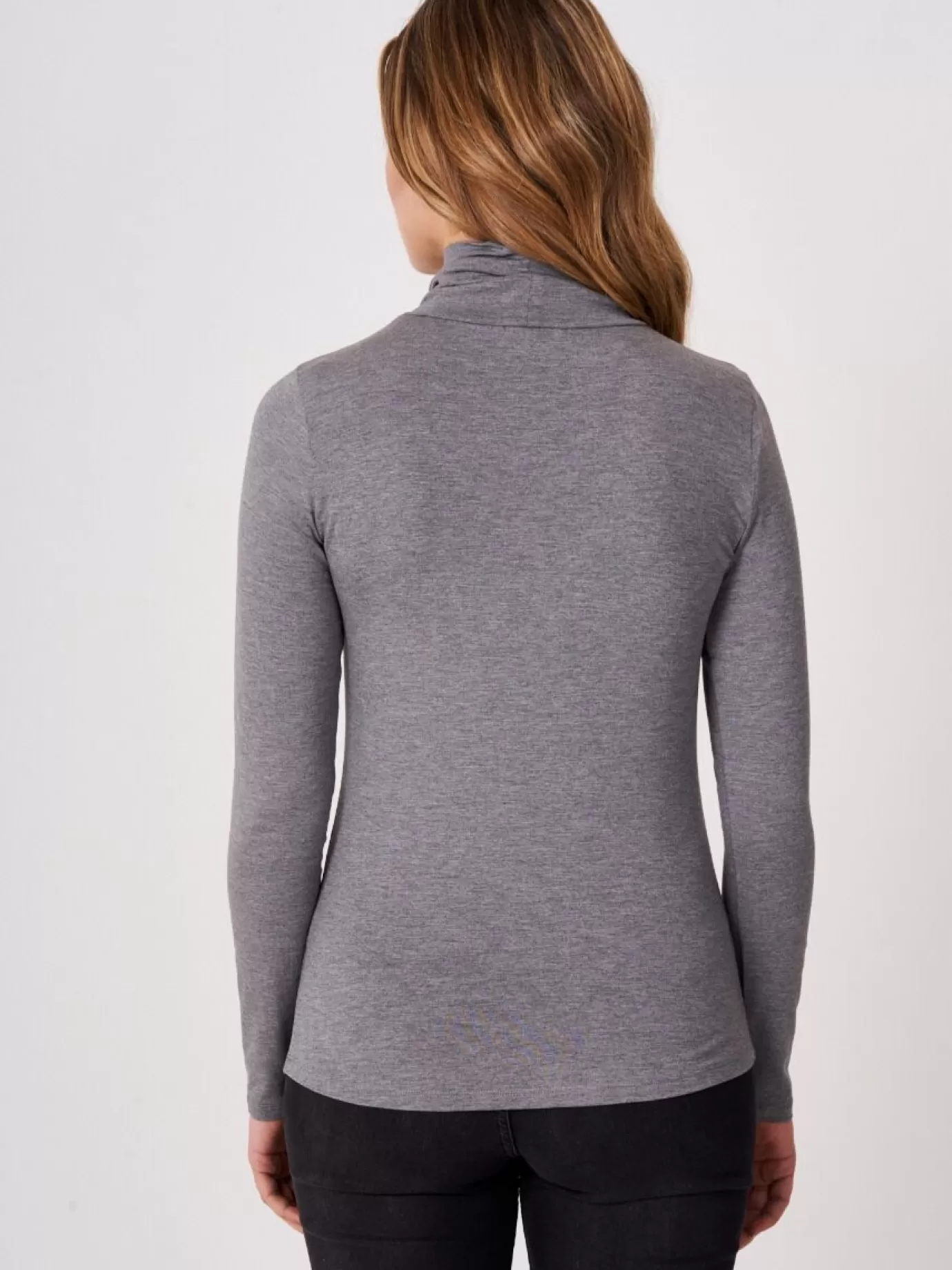 REPEAT cashmere Tops<Coltrui Van Elastische Jersey Middelgrijs