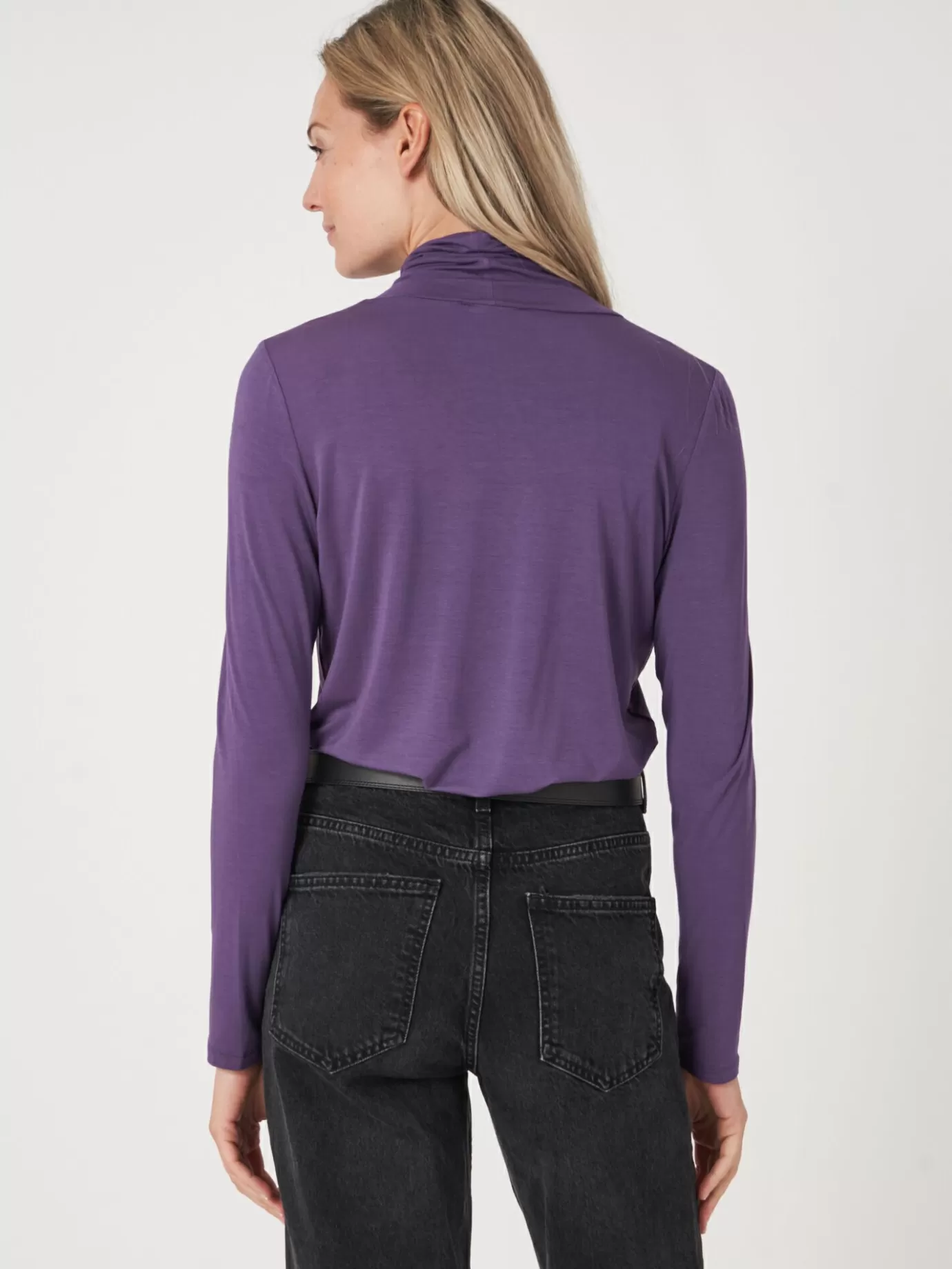 REPEAT cashmere Tops<Coltrui Van Elastische Jersey Amethist