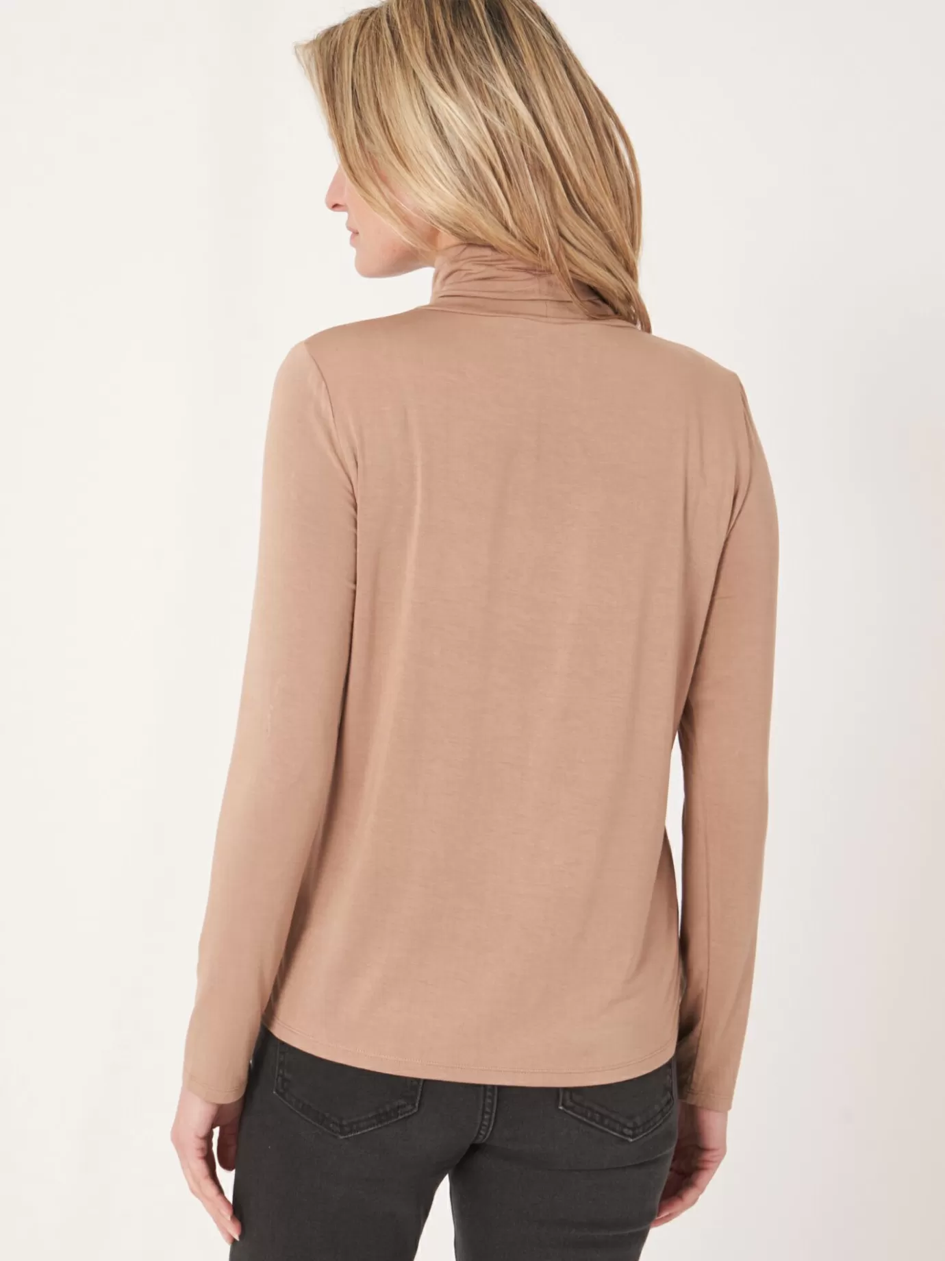 REPEAT cashmere Tops<Coltrui Van Elastische Jersey Kameel