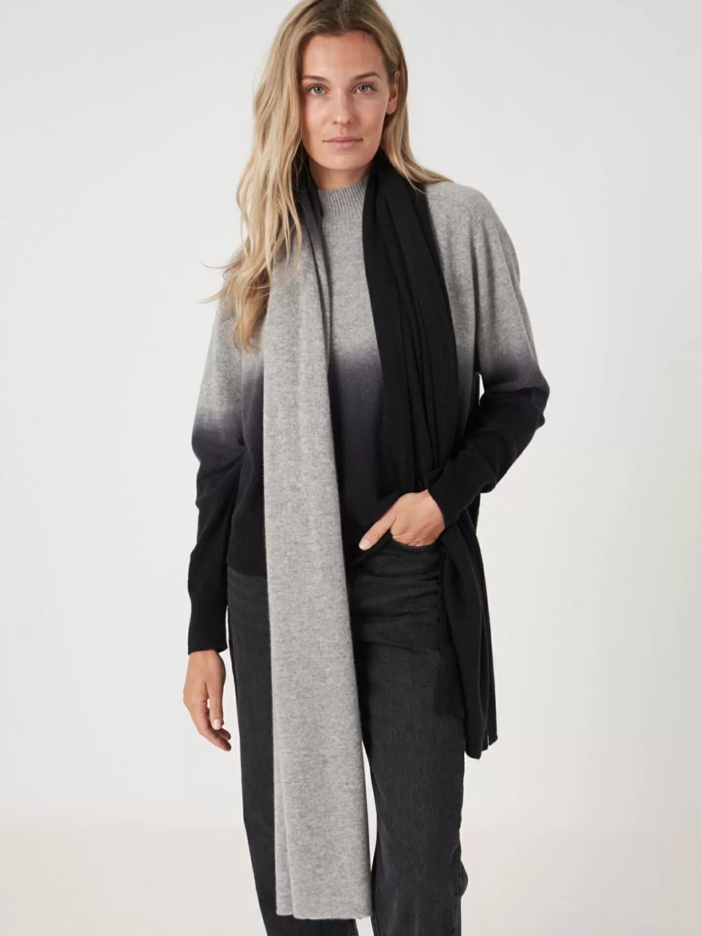 REPEAT cashmere Sjaals<Dip Dye Sjaal Van Biologisch Cashmere Zwart