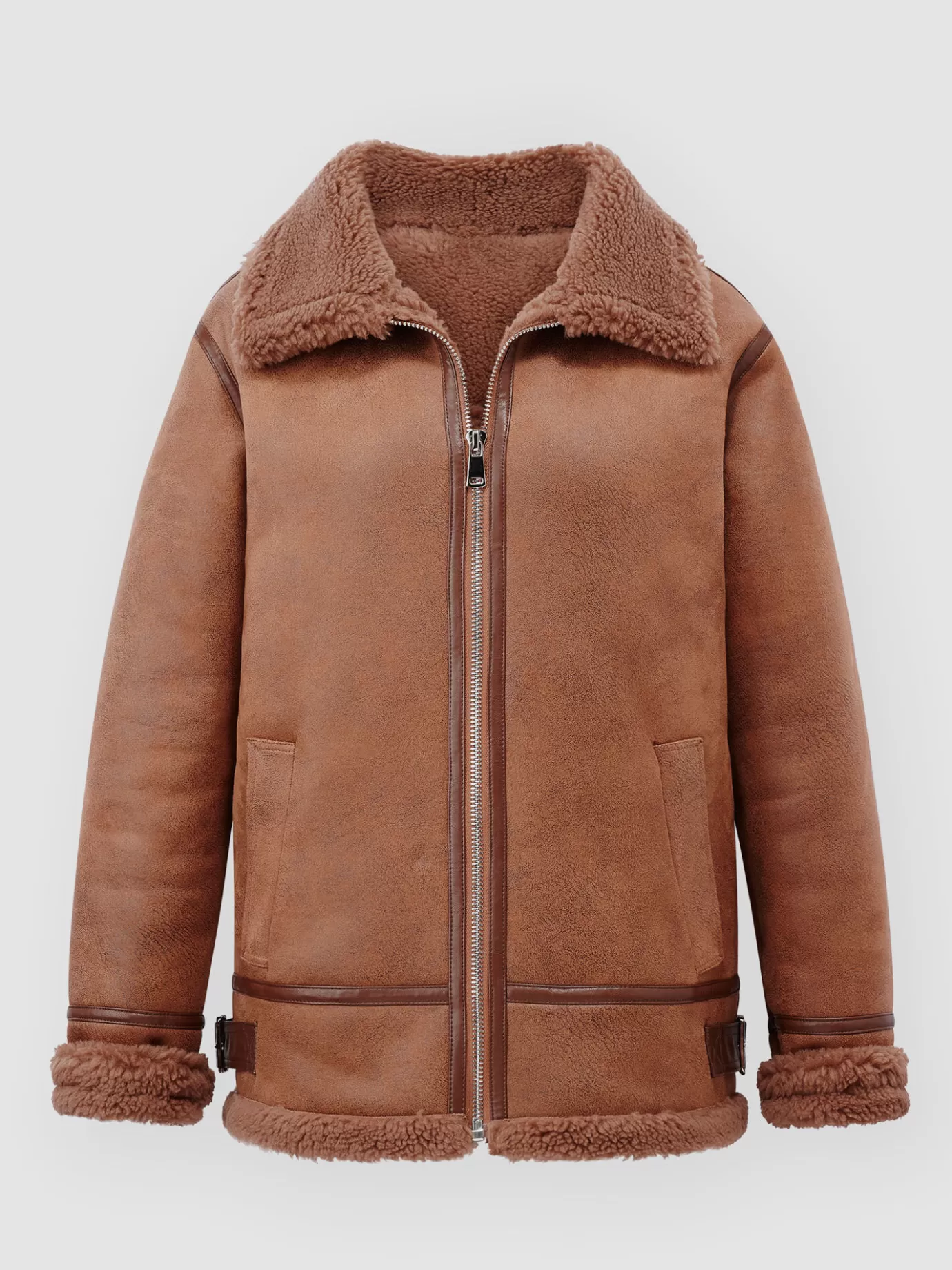 REPEAT cashmere Jassen<Faux Shearling Bikerjas Kameel