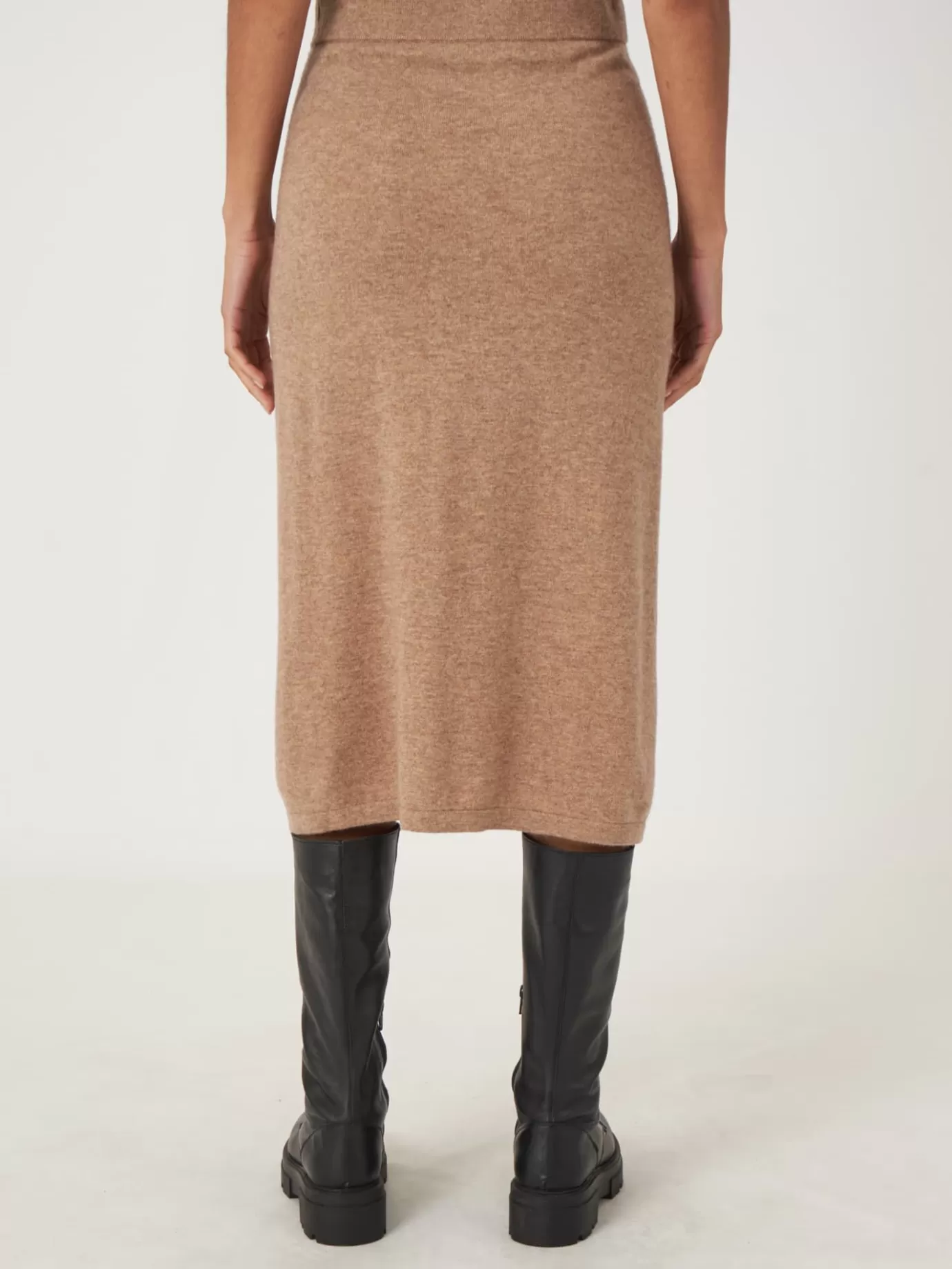 REPEAT cashmere Jurken En Rokken<Fijn Gebreide Cashmere Rok Met Split Kameel