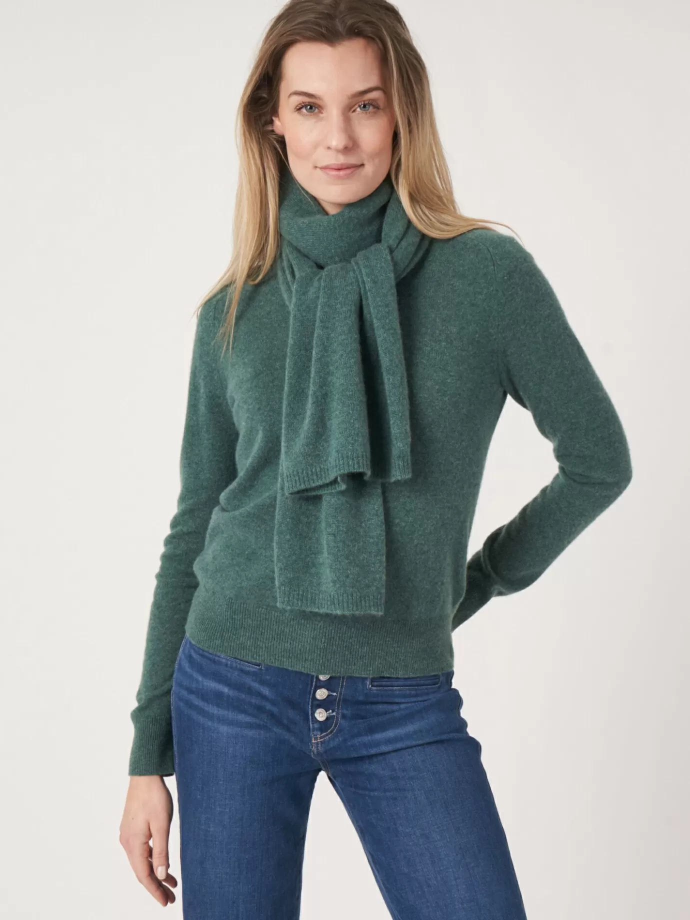 REPEAT cashmere Sjaals<Fijngebreide Organisch Cashmere Sjaal Kelp