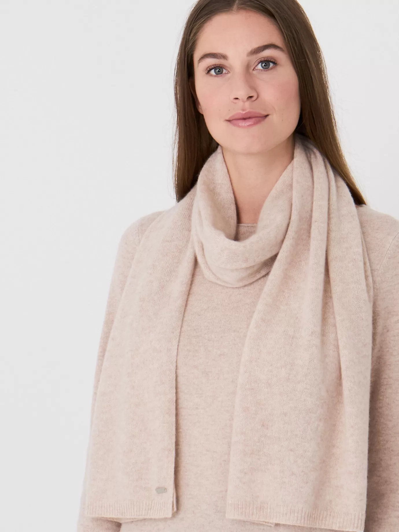 REPEAT cashmere Sjaals<Fijngebreide Organisch Cashmere Sjaal Beige