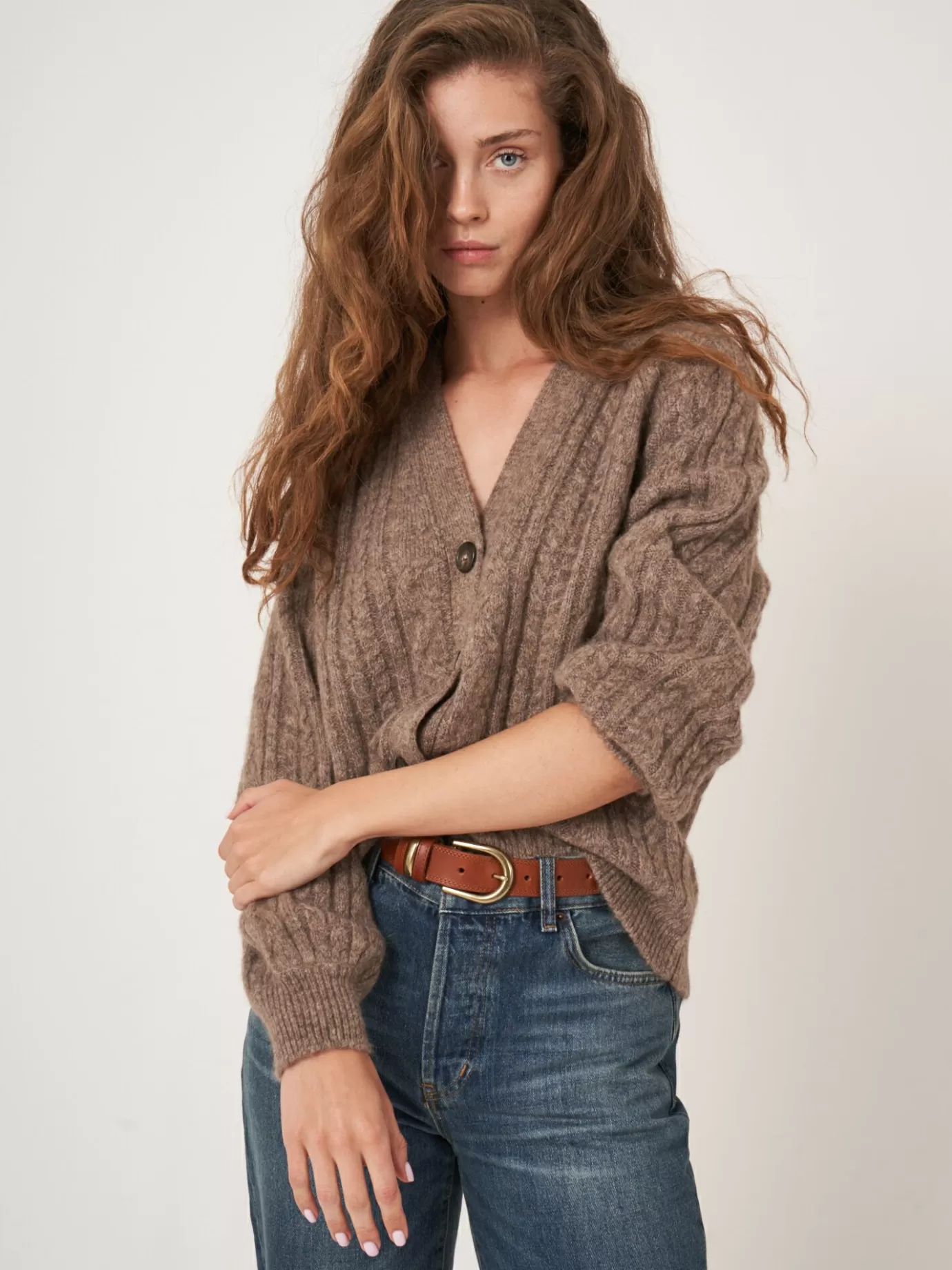 REPEAT cashmere Vesten<Gebreid Vest Met Knoopsluiting Taupe