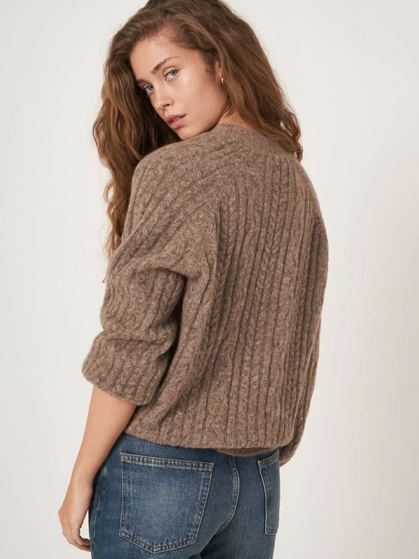 REPEAT cashmere Vesten<Gebreid Vest Met Knoopsluiting Taupe