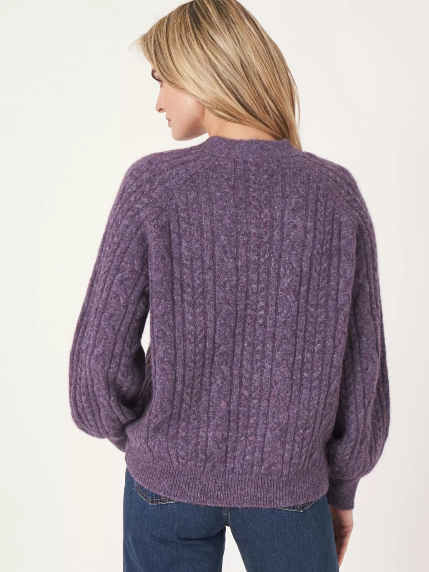 REPEAT cashmere Vesten<Gebreid Vest Met Knoopsluiting Amethist