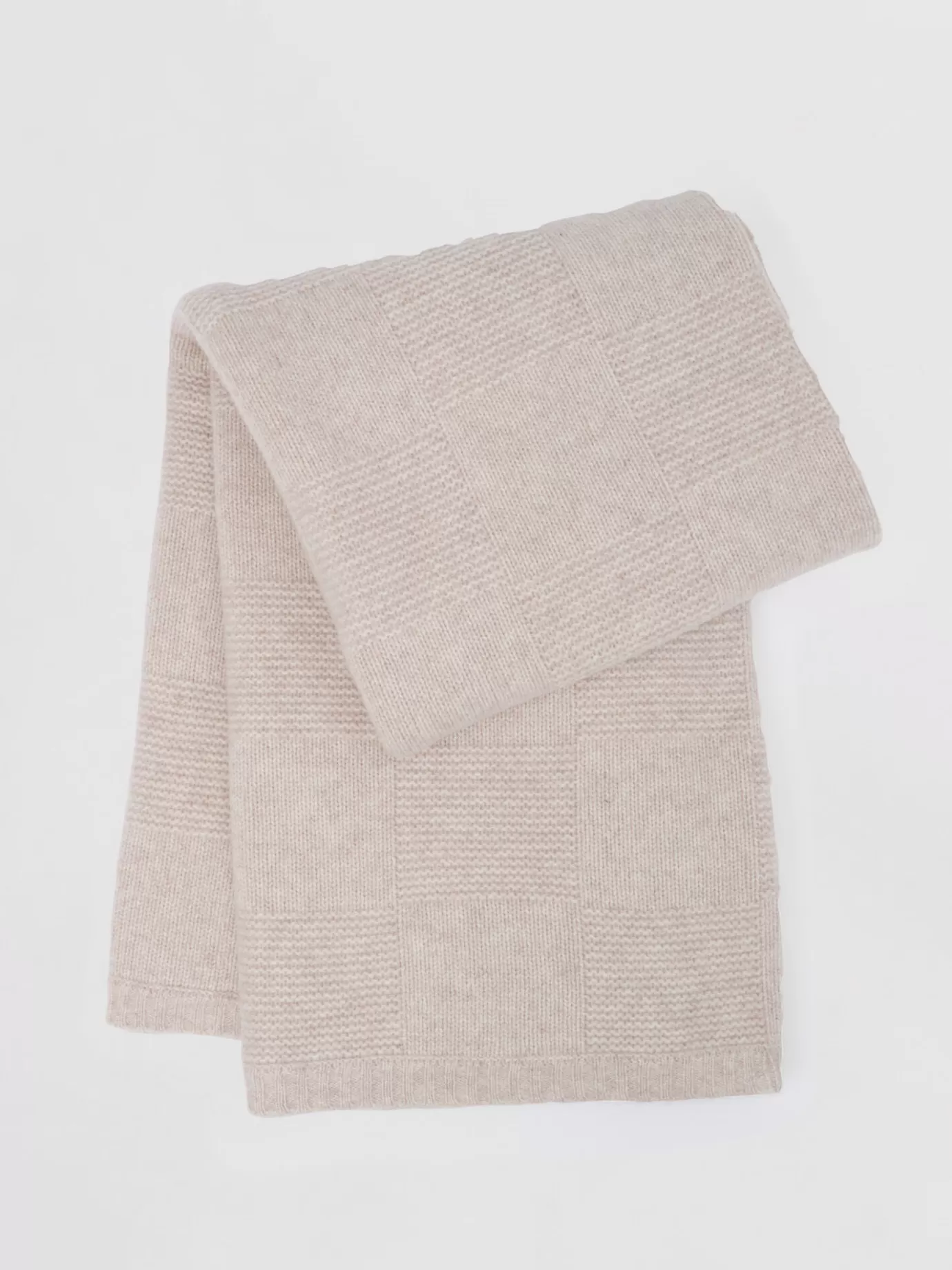 REPEAT cashmere Accessoires<Gebreide Cashmere Plaid Met Ruitpatroon Beige