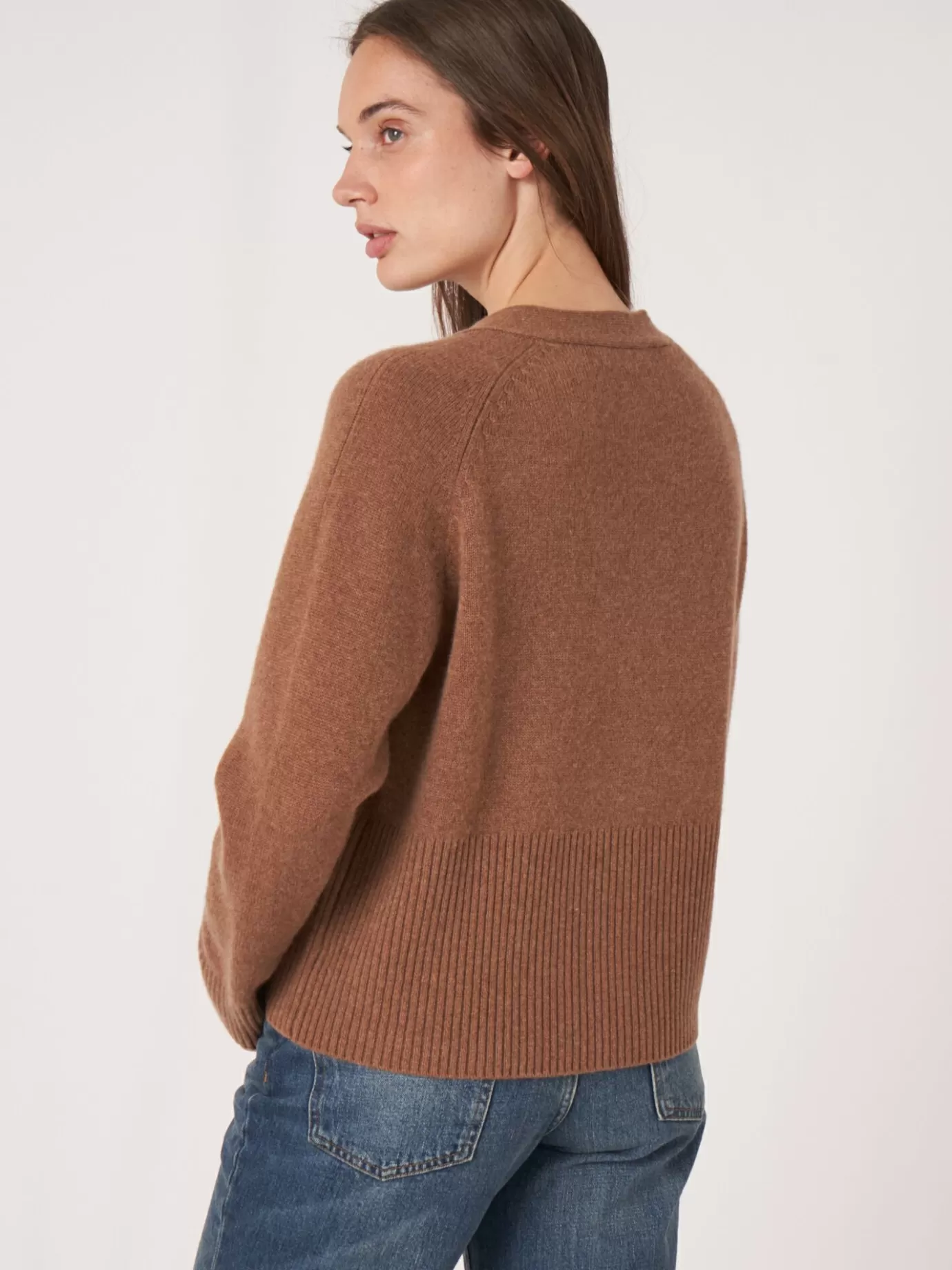 REPEAT cashmere Vesten<Geknoopt Cashmere Vest Met Geribde V-Hals Hazel