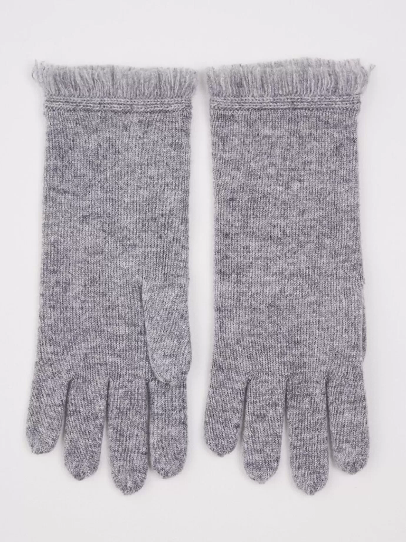 REPEAT cashmere Accessoires<Handschoenen Met Franjes Van Organisch Cashmere Lichtgrijs