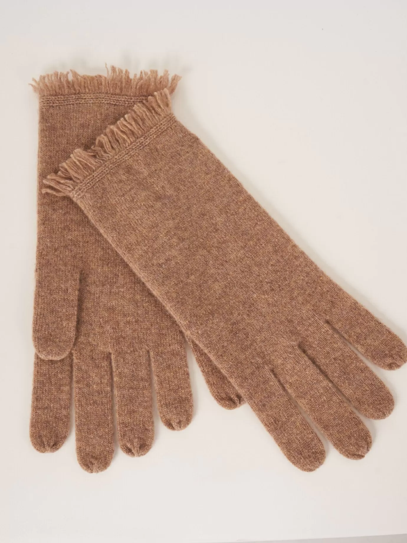 REPEAT cashmere Accessoires<Handschoenen Met Franjes Van Organisch Cashmere Kameel