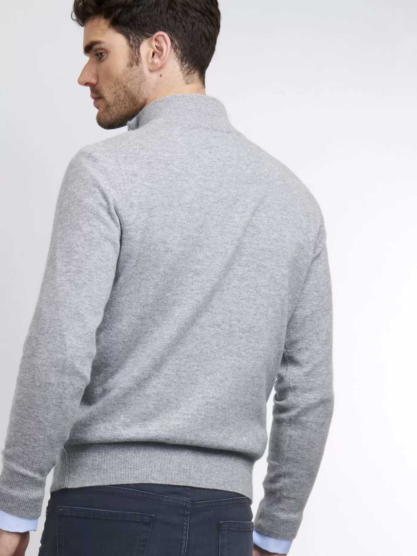 REPEAT cashmere Sweaters<Heren-Trui Met Opstaande Kraag En Rits Lichtgrijs