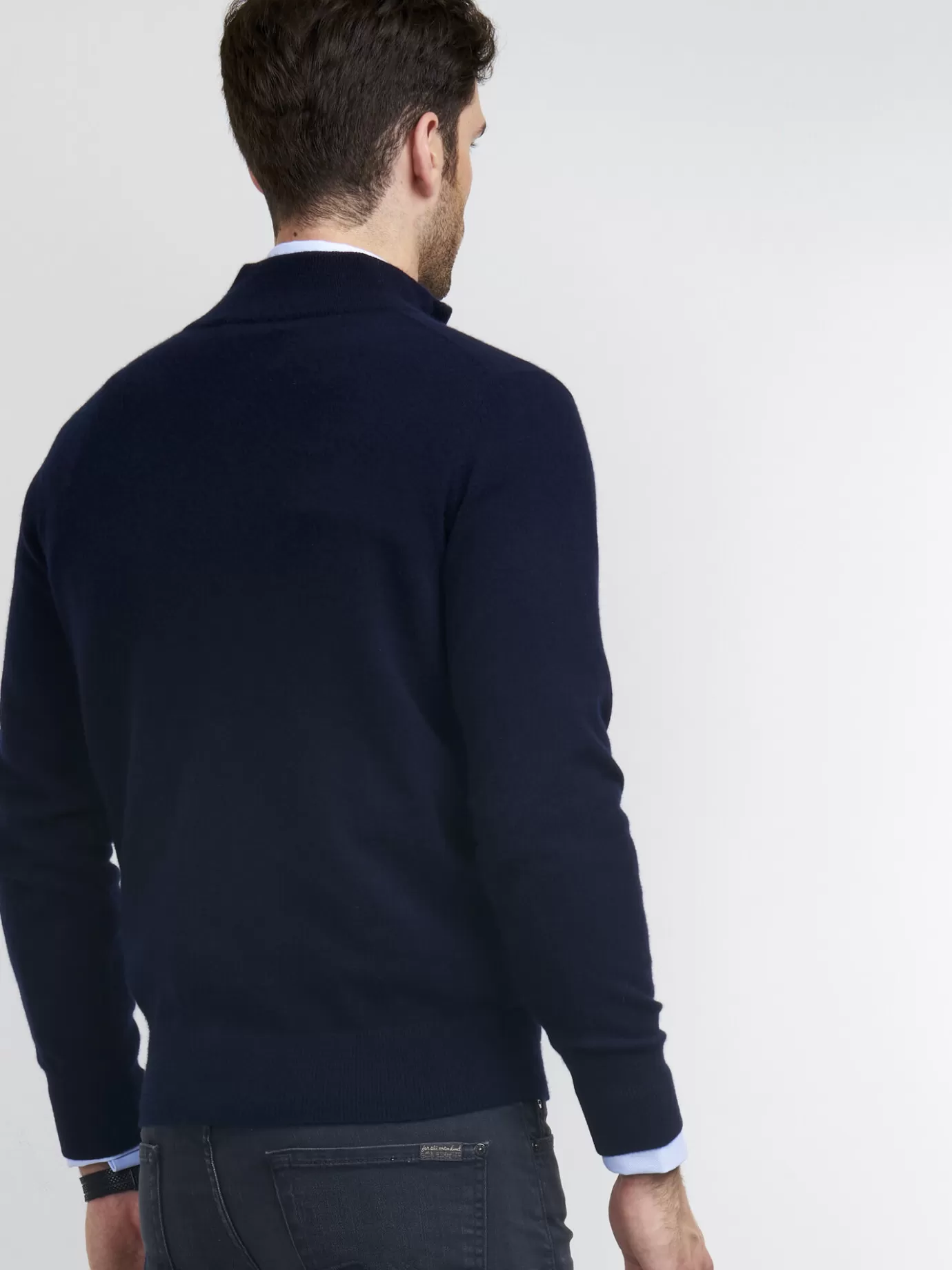 REPEAT cashmere Sweaters<Heren-Trui Met Opstaande Kraag En Rits Marine