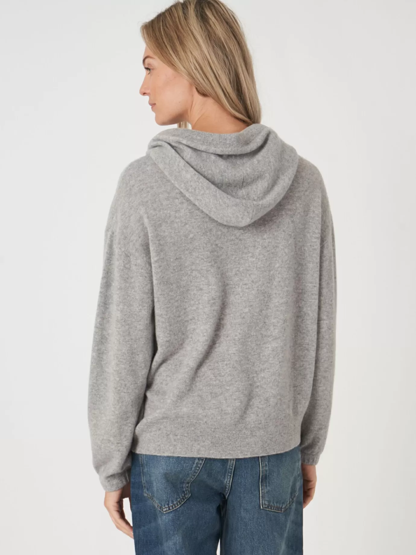 REPEAT cashmere Truien<Hoodie Met Pofmouwen Van Biologisch Cashmere Lichtgrijs