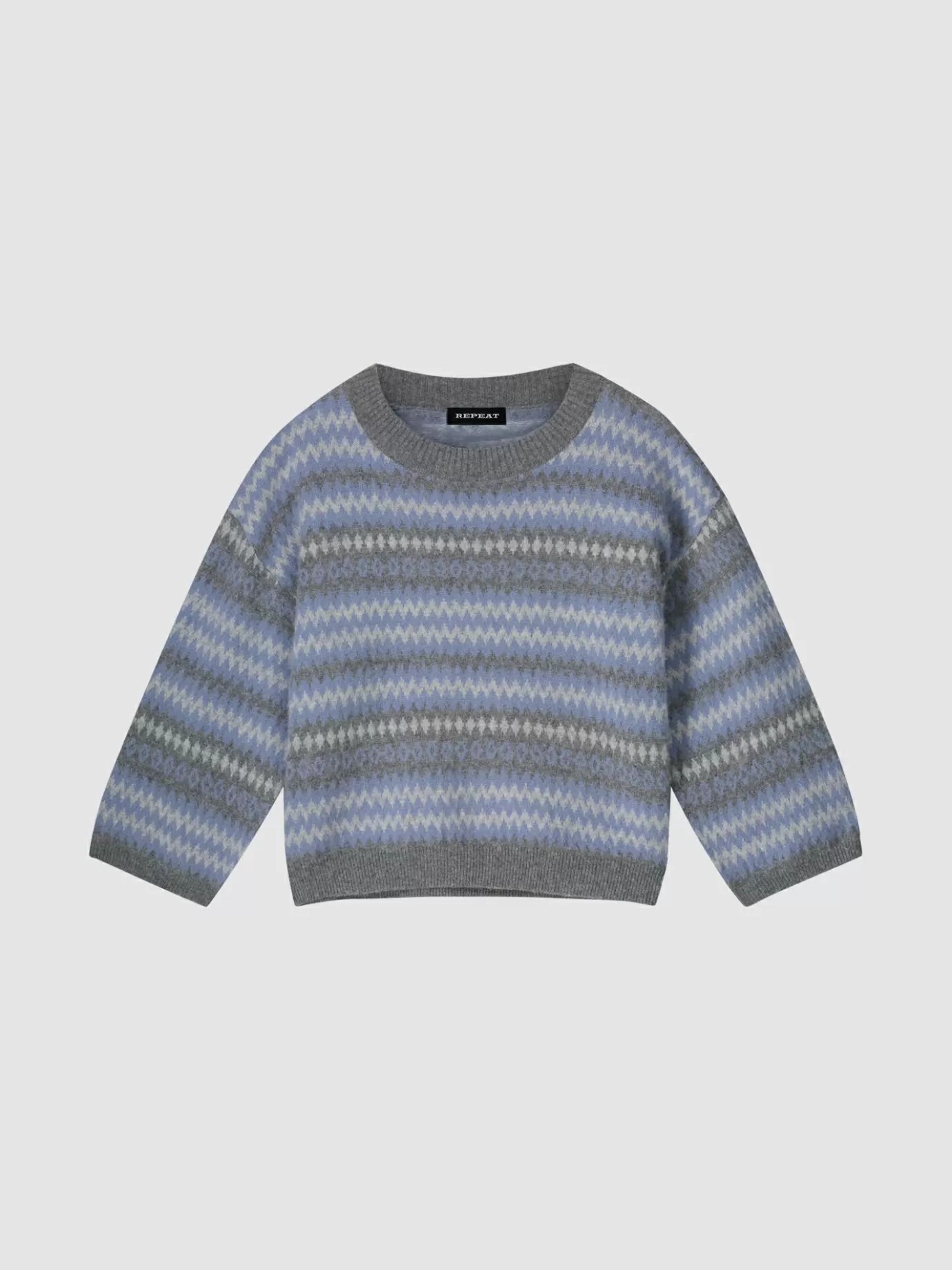 REPEAT cashmere Truien<Intarsia Trui Met Strepen En 3/4 Mouwen Ijs