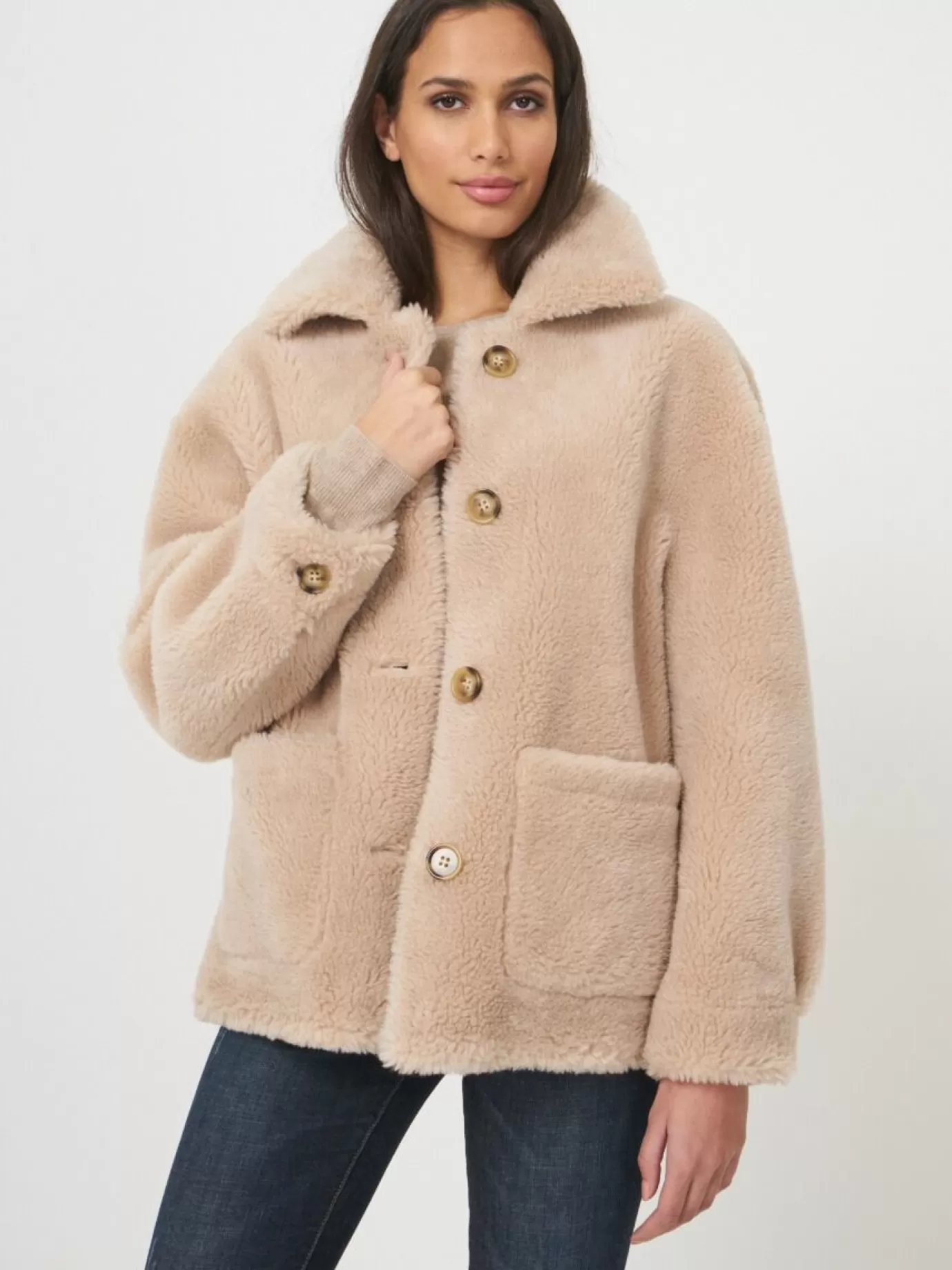 REPEAT cashmere Jassen & Blazers<Korte Omkeerbare Faux Shearling Jas Blozen