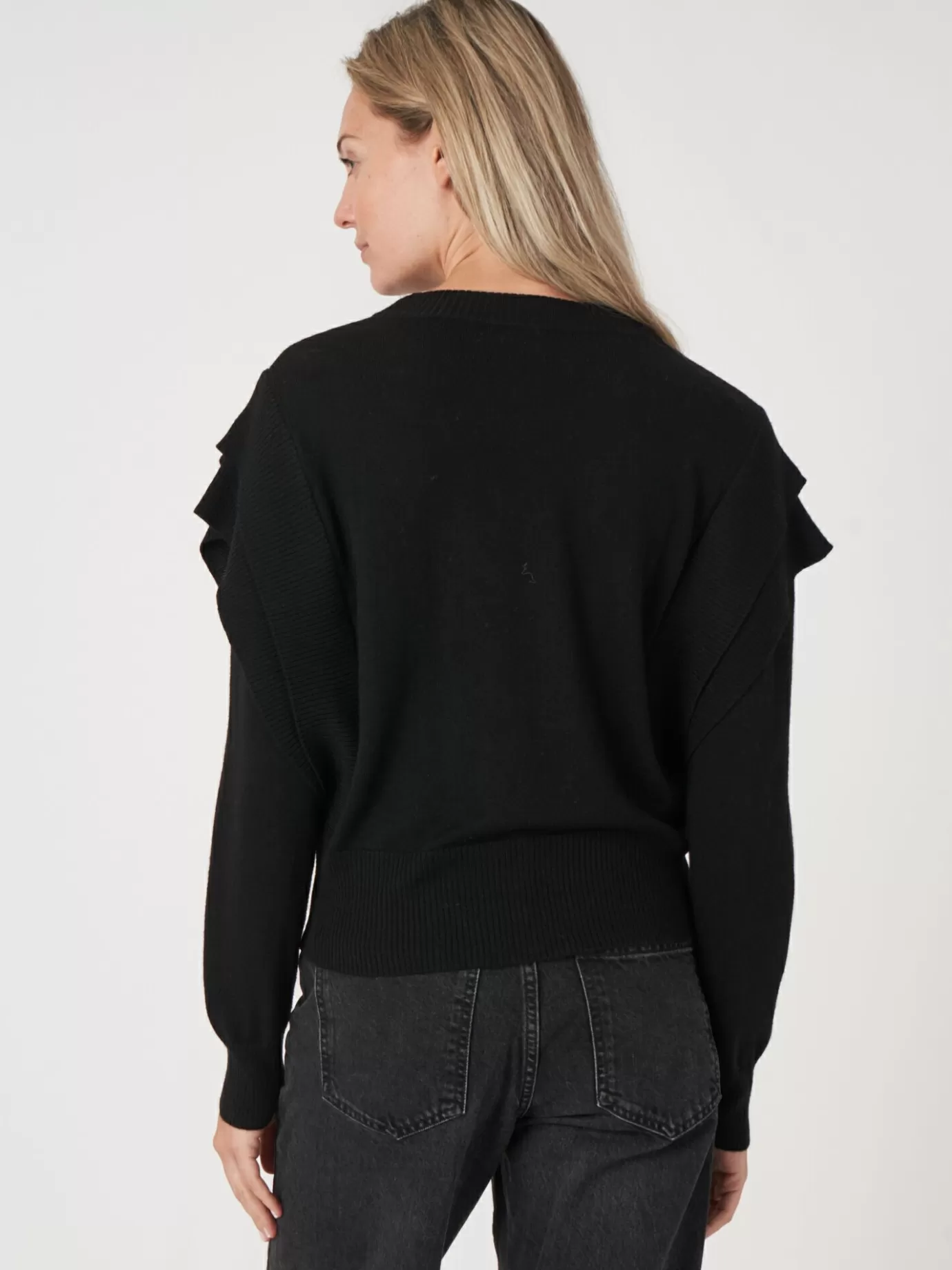 REPEAT cashmere Truien<Korte Trui Met Detail Aan De Schouder Zwart