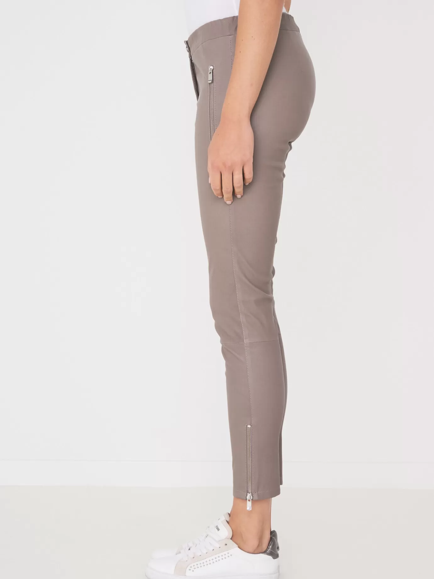 REPEAT cashmere Leer<Leren Damesbroek Taupe