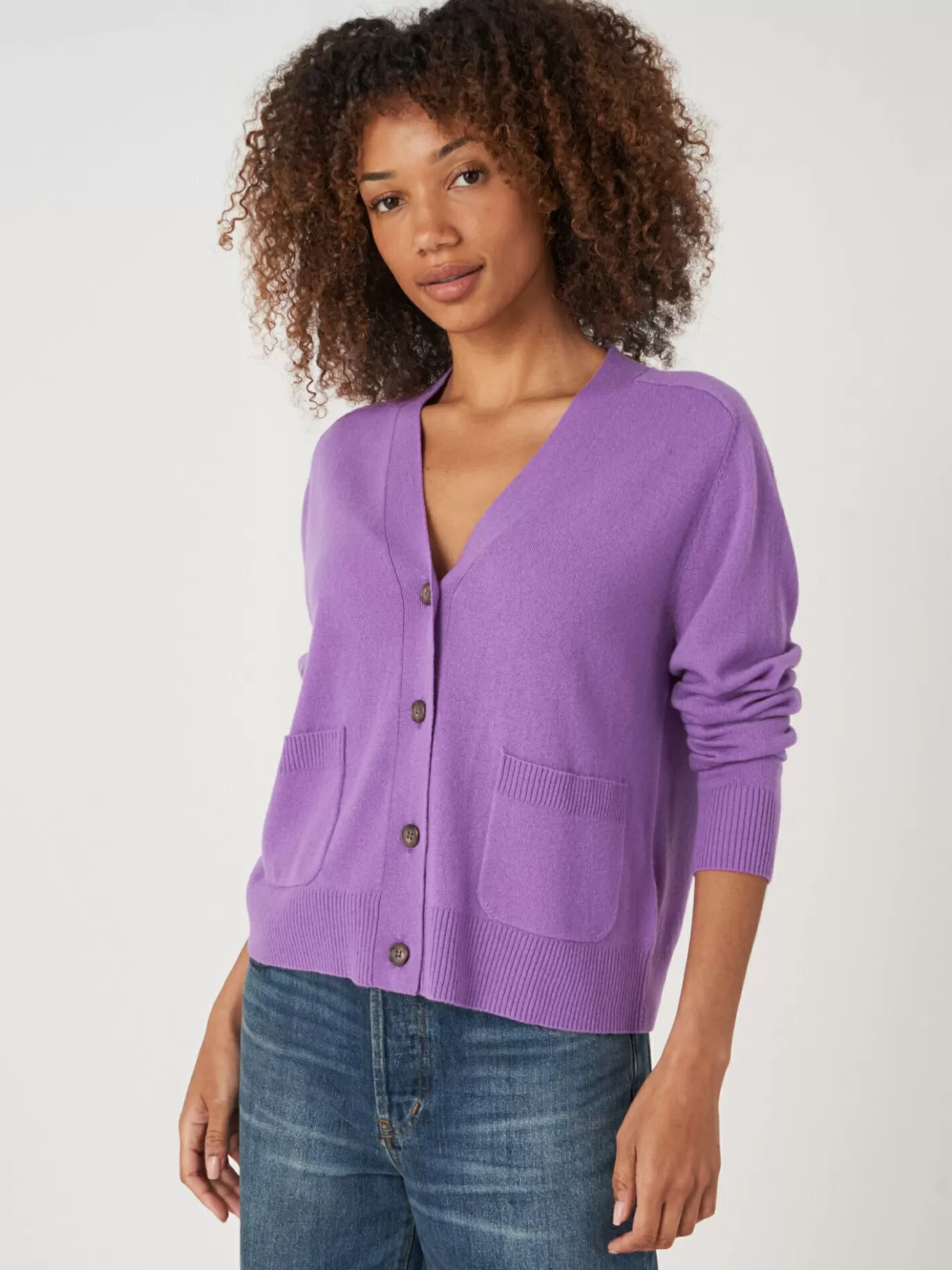 REPEAT cashmere Vesten<Licht En Zacht Cashmere Vest Met Zakken Lila