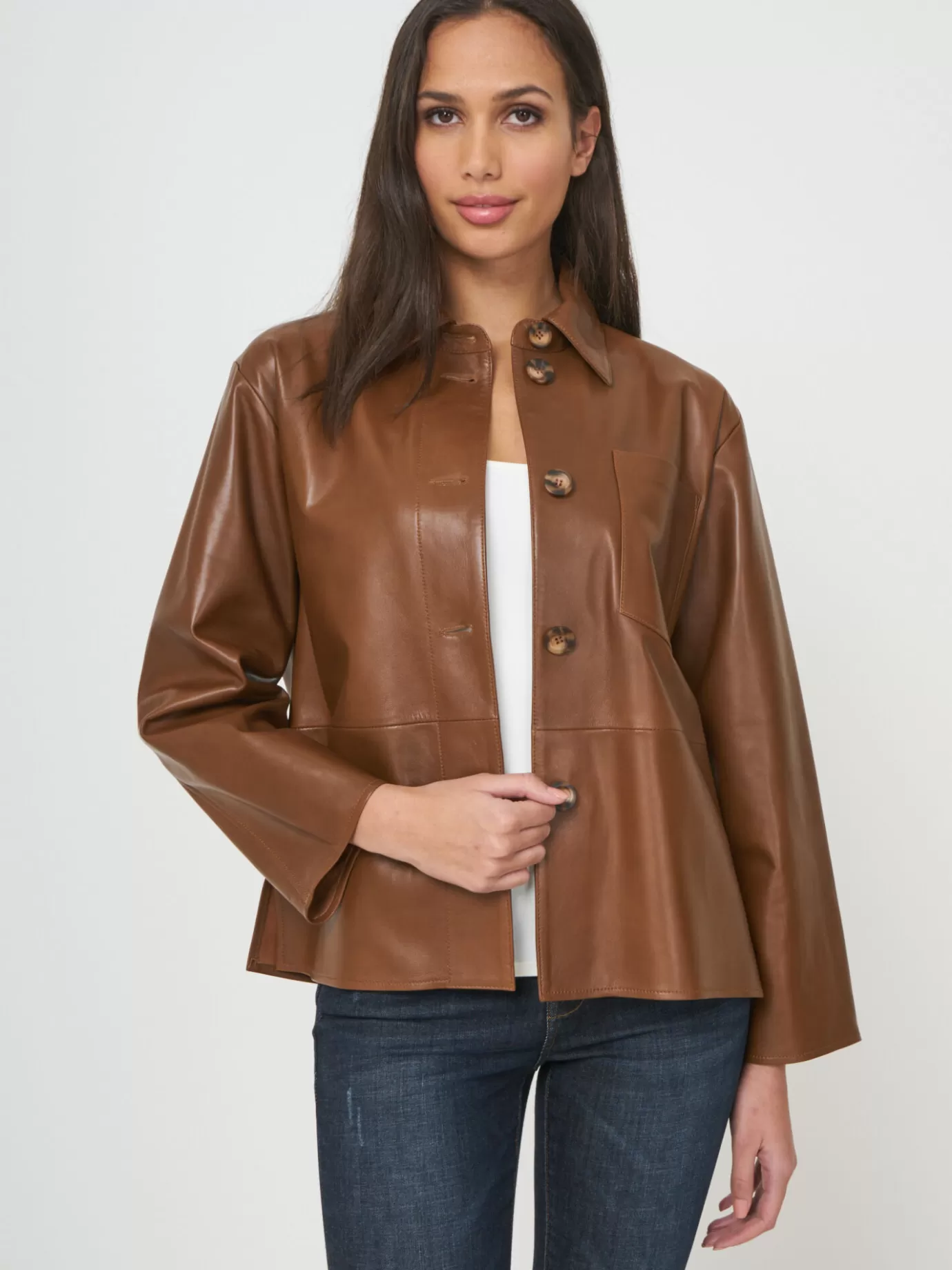 REPEAT cashmere Leer<Loose Fit Leather Shirt Jacket Hazel