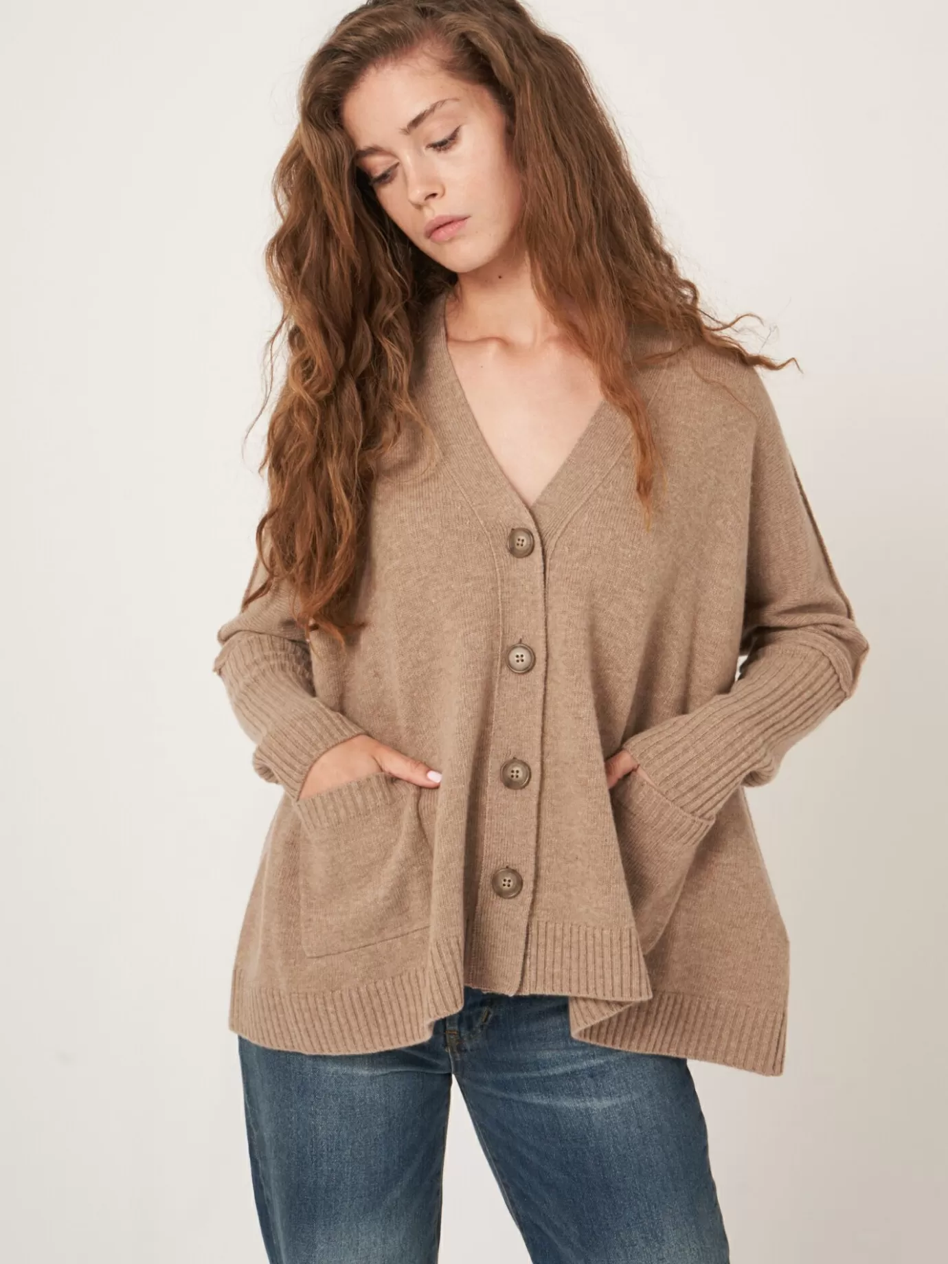 REPEAT cashmere Vesten<Loose Fit Vest Met Zakken Taupe