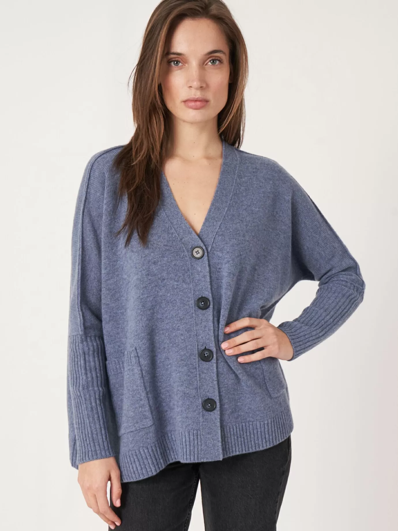 REPEAT cashmere Vesten<Loose Fit Vest Met Zakken Ijs Mel