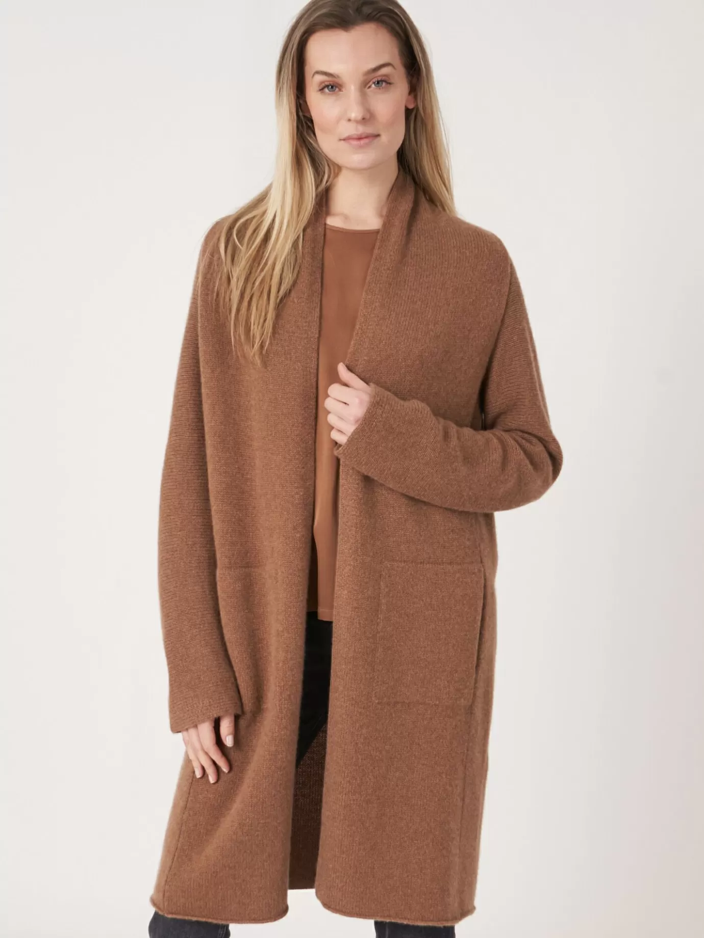 REPEAT cashmere Vesten<Luxueus Grof Gebreid Organisch Cashmere Vest Hazel