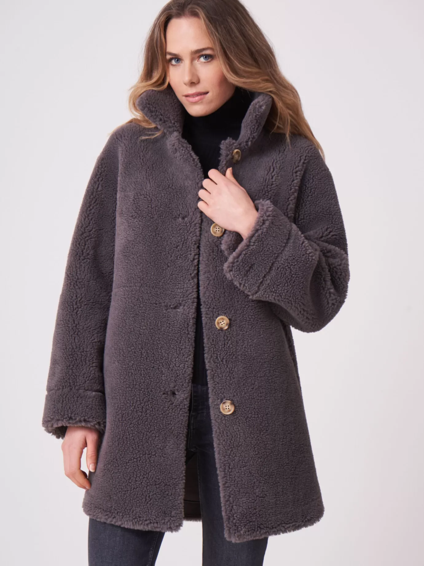 REPEAT cashmere Jassen<Omkeerbare Wollen Faux Shearling J As