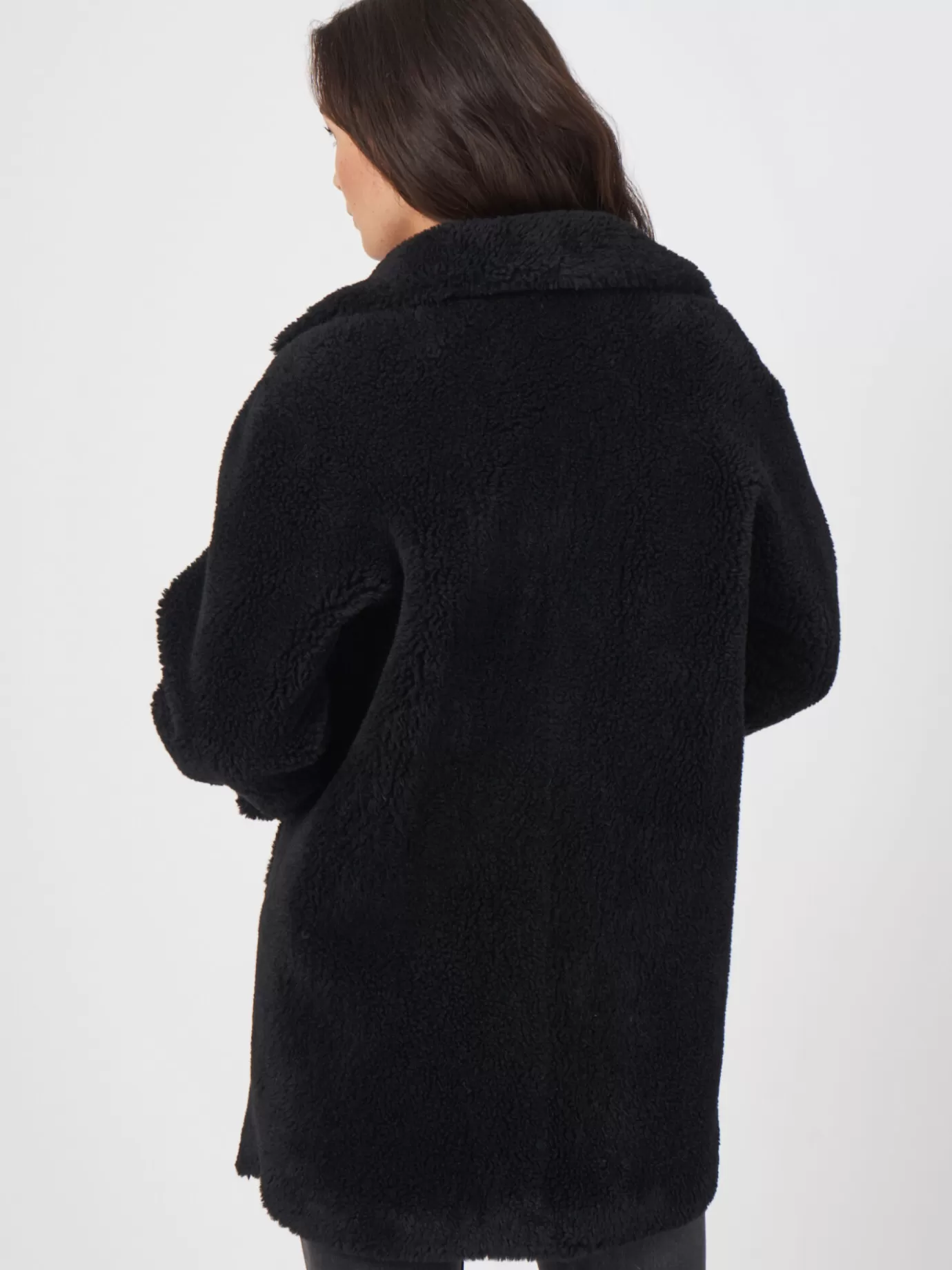 REPEAT cashmere Jassen<Omkeerbare Wollen Faux Shearling Jas Zwart