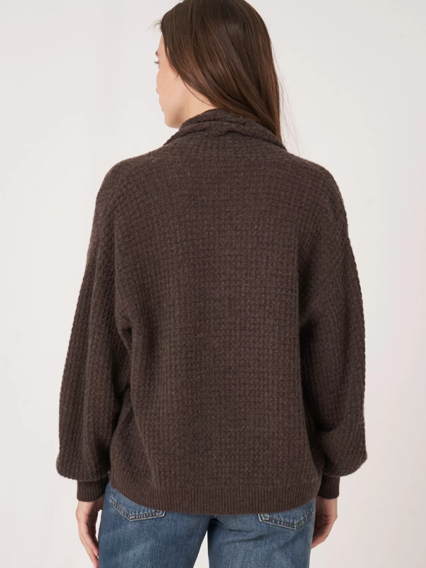 REPEAT cashmere Vesten<Open Cashmere Vest Met Textuur Chocolade