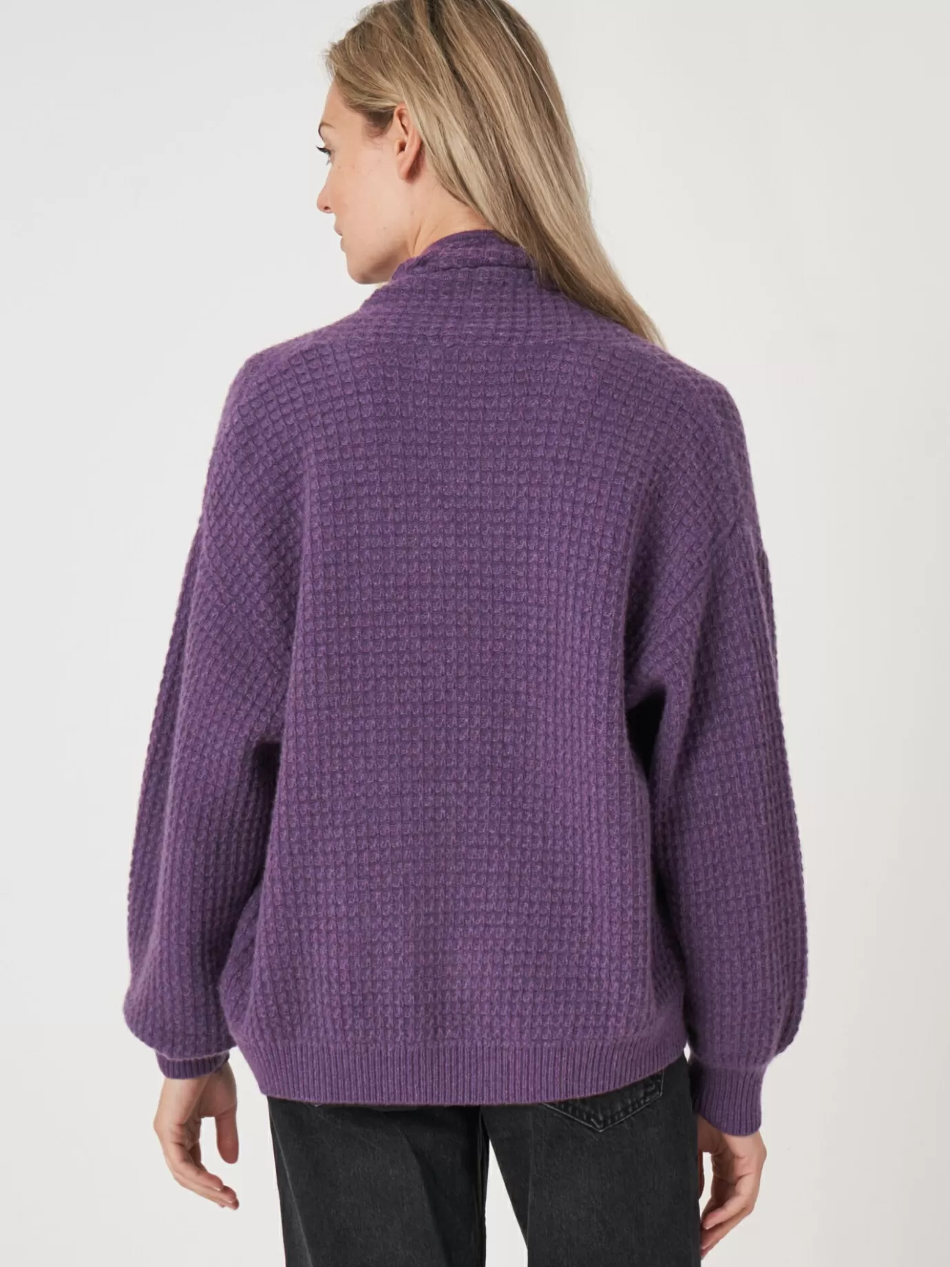 REPEAT cashmere Vesten<Open Cashmere Vest Met Textuur Amethist