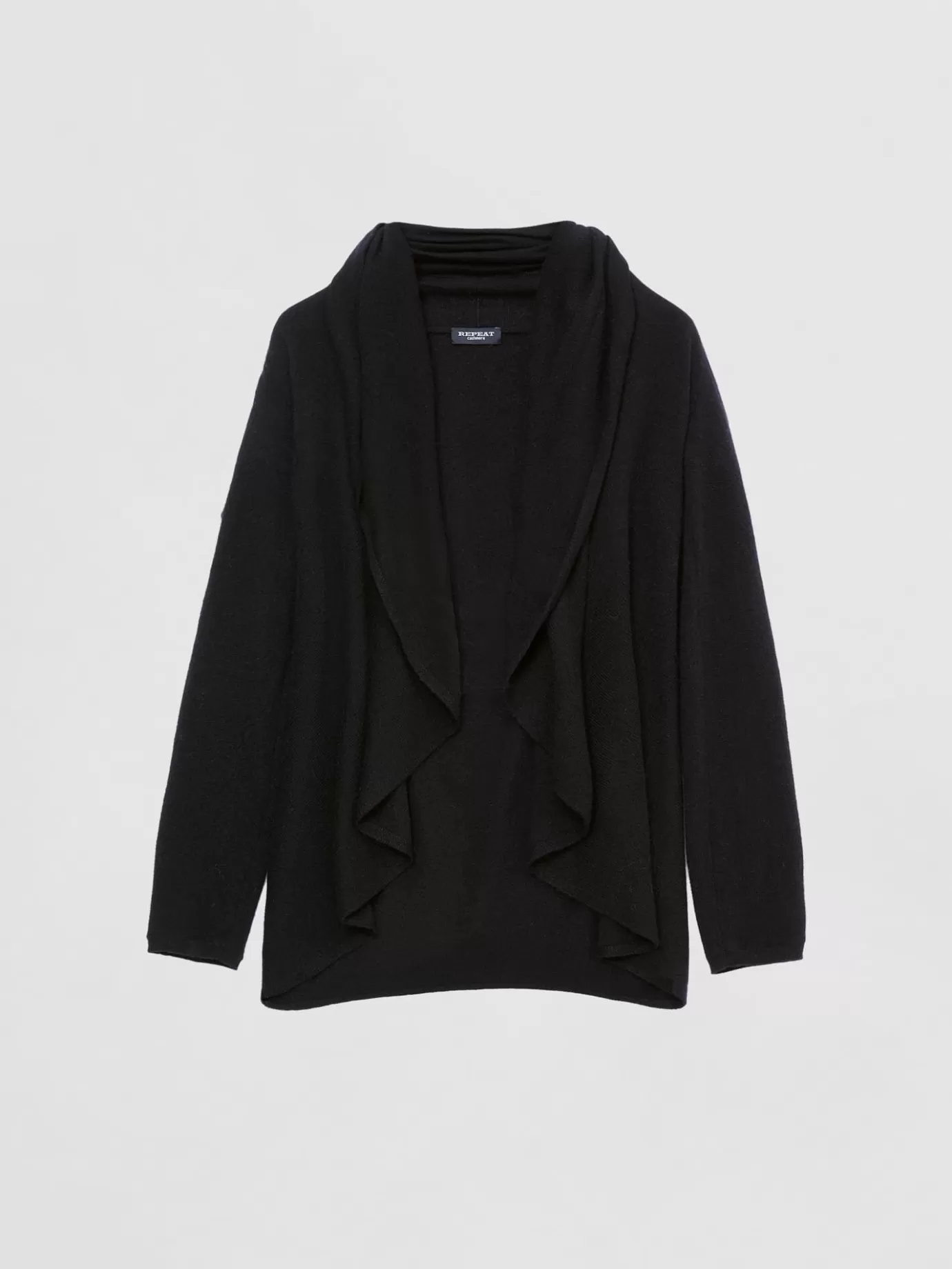 REPEAT cashmere Vesten<Open Organisch Cashmere Vest Met Sjaalkraag Zwart