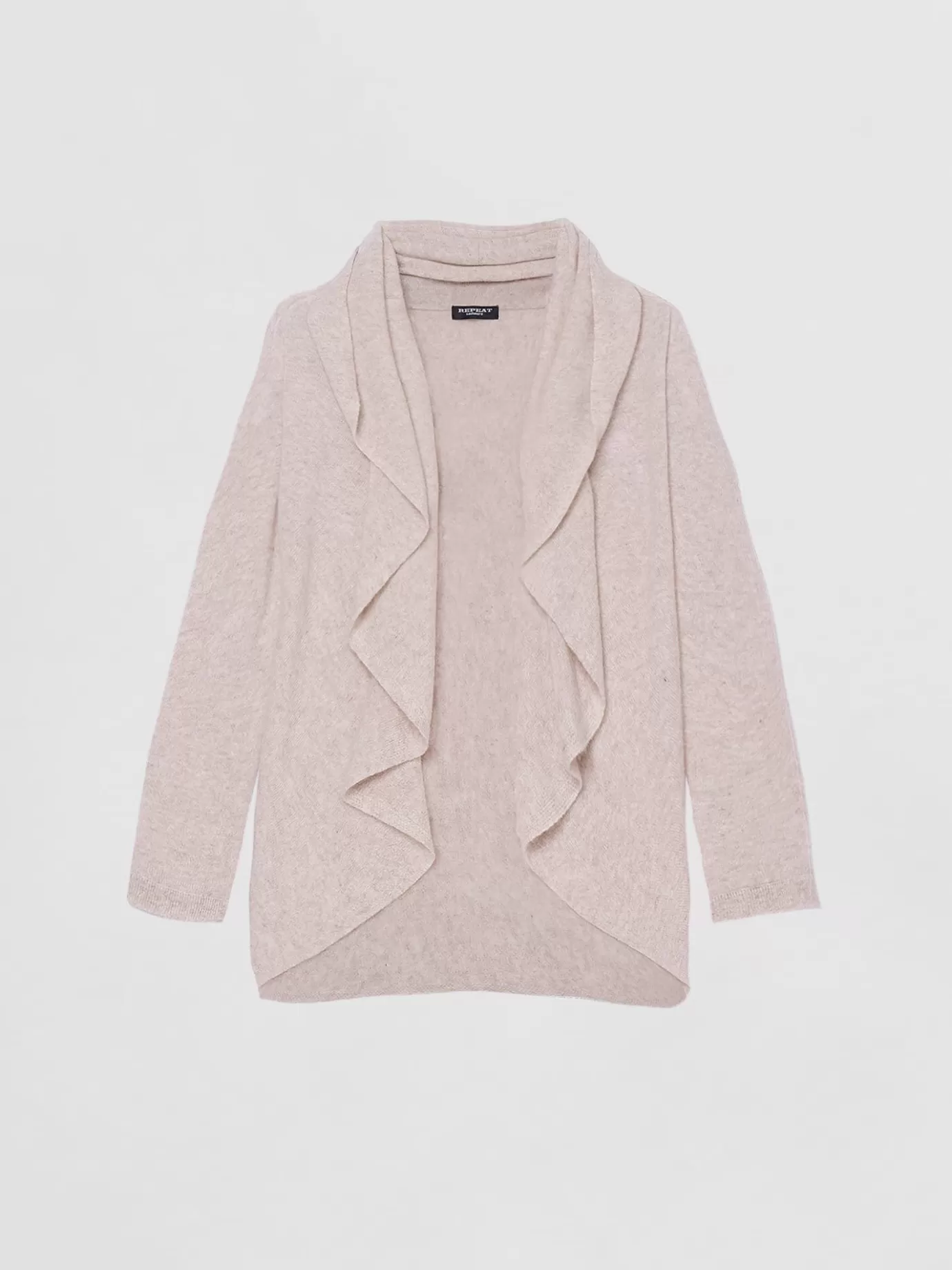 REPEAT cashmere Vesten<Open Organisch Cashmere Vest Met Sjaalkraag Beige