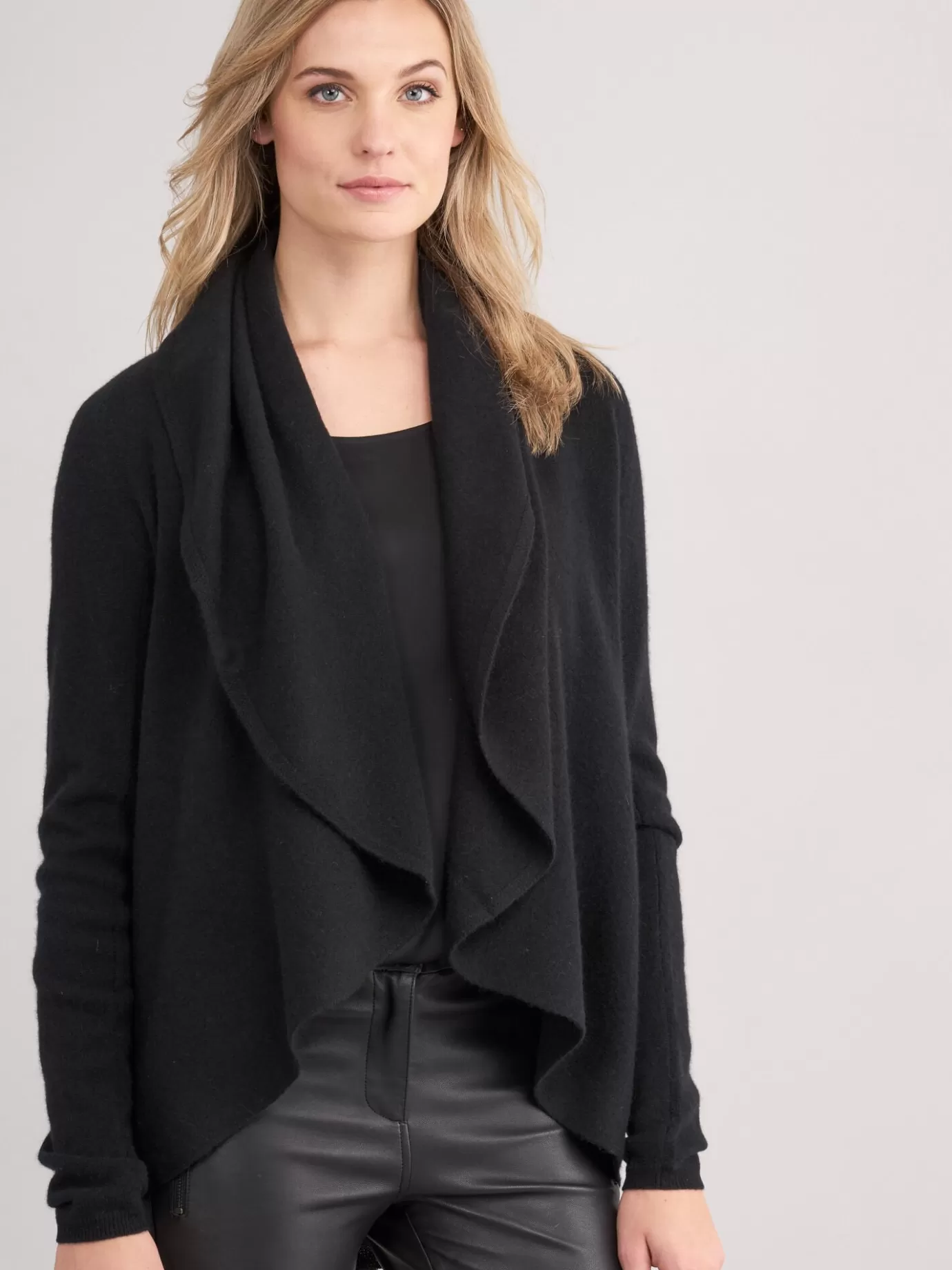 REPEAT cashmere Vesten<Open Organisch Cashmere Vest Met Sjaalkraag Zwart