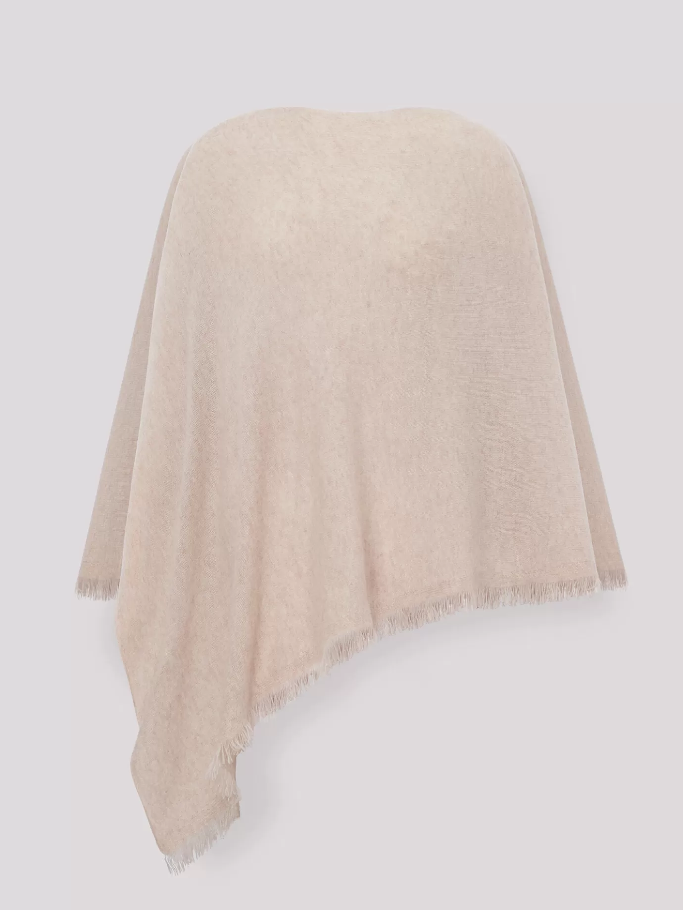 REPEAT cashmere Poncho's<Organisch Cashmere Poncho Met Franjes Beige