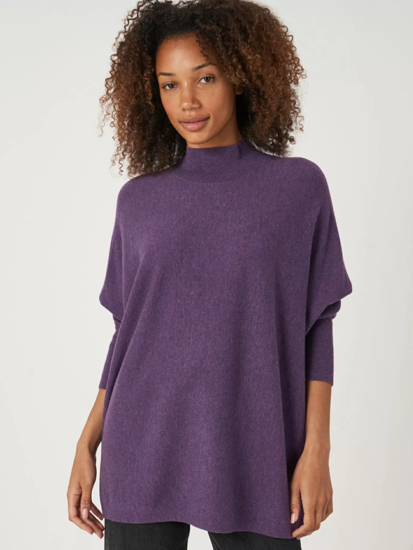 REPEAT cashmere Truien<Oversized Fijn Gebreide Poncho Trui Van Cashmere-Mix Amethist