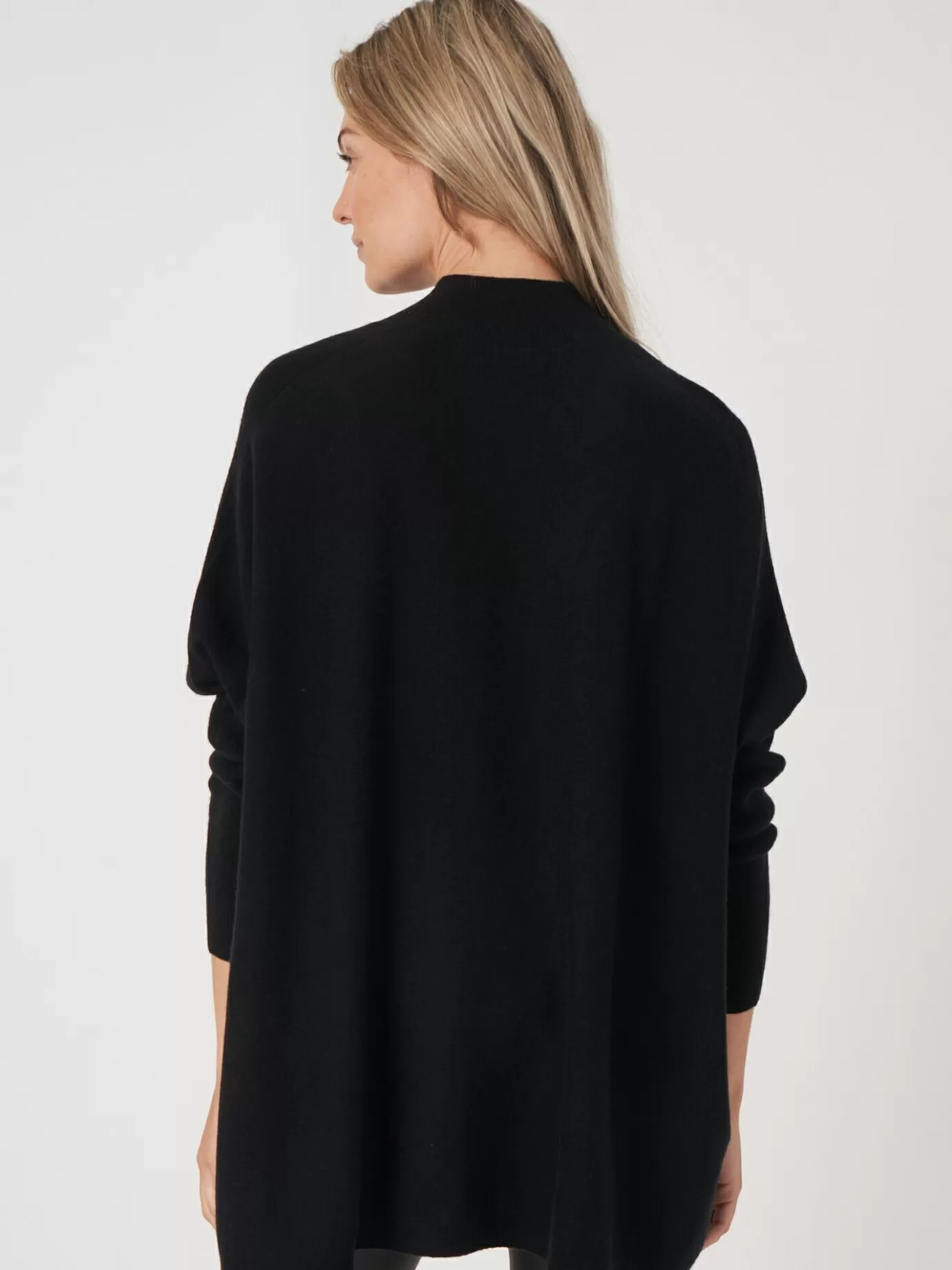 REPEAT cashmere Truien<Oversized Fijn Gebreide Poncho Trui Van Cashmere-Mix Zwart