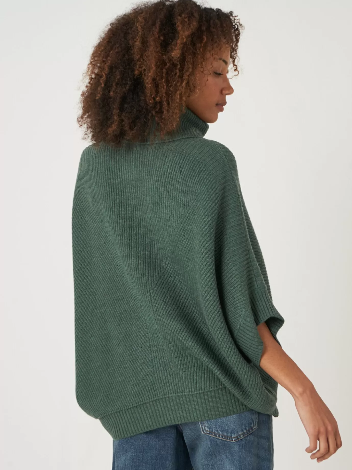 REPEAT cashmere Truien<Oversized Poncho Trui Met Rolkraag Algen