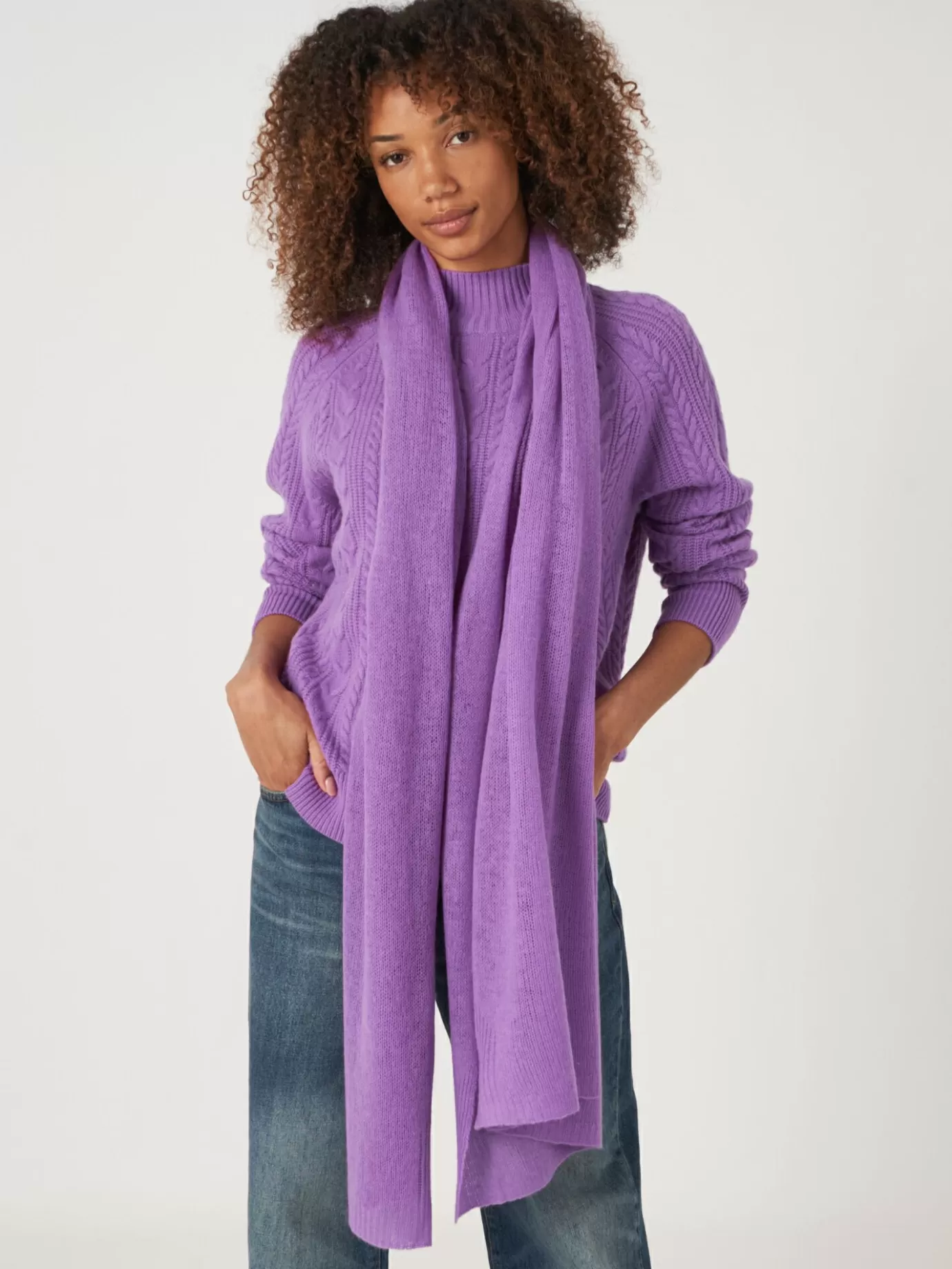 REPEAT cashmere Sjaals<Oversized Sjaal Met Ribdetails Lila