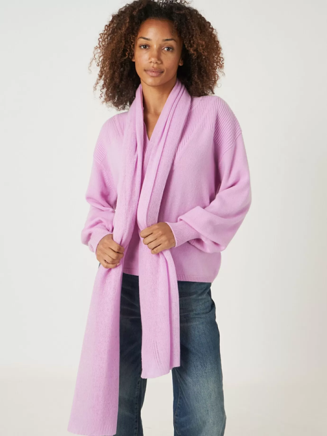 REPEAT cashmere Sjaals<Oversized Sjaal Met Ribdetails Snoep