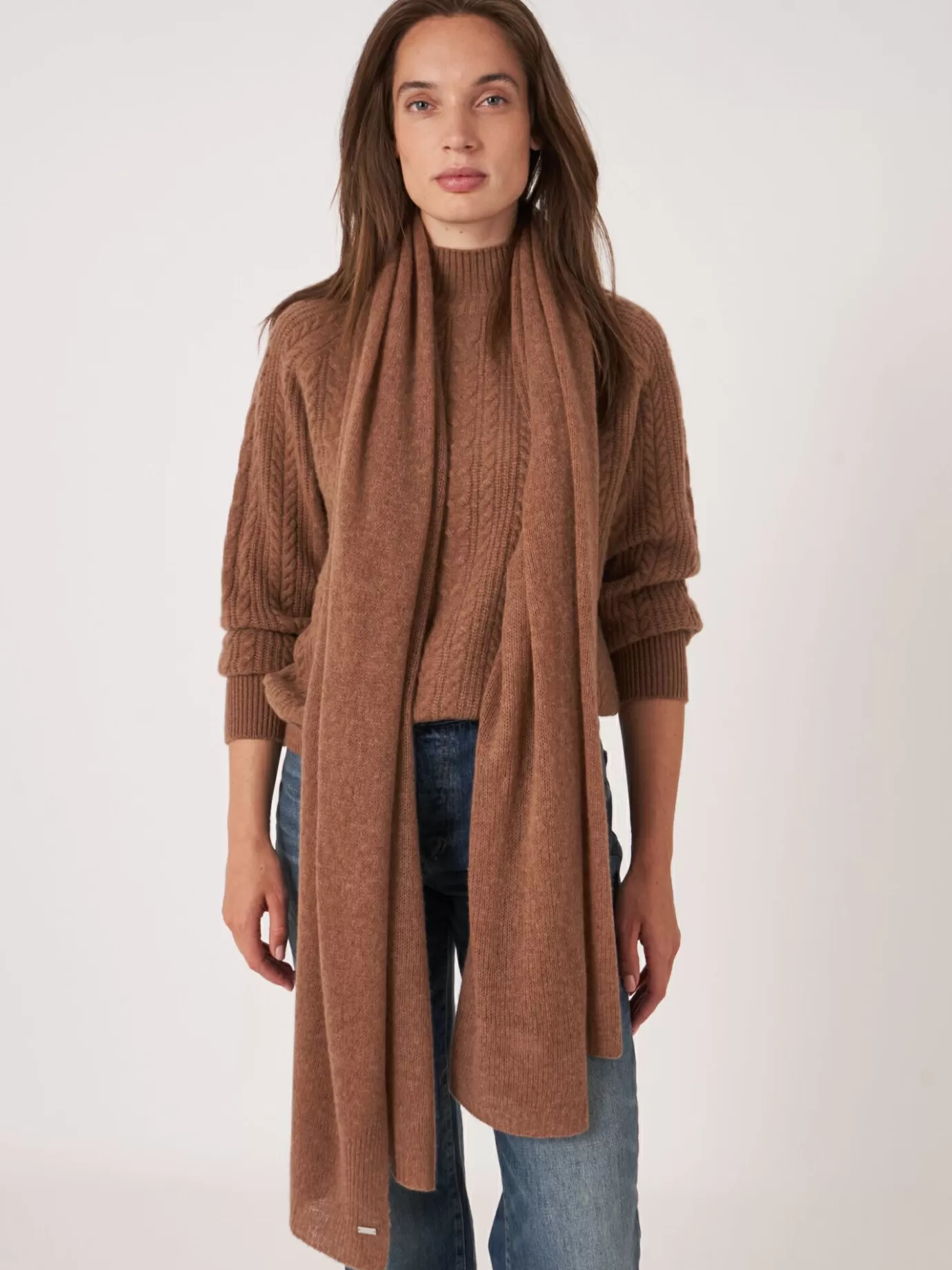 REPEAT cashmere Sjaals<Oversized Sjaal Met Ribdetails Hazel