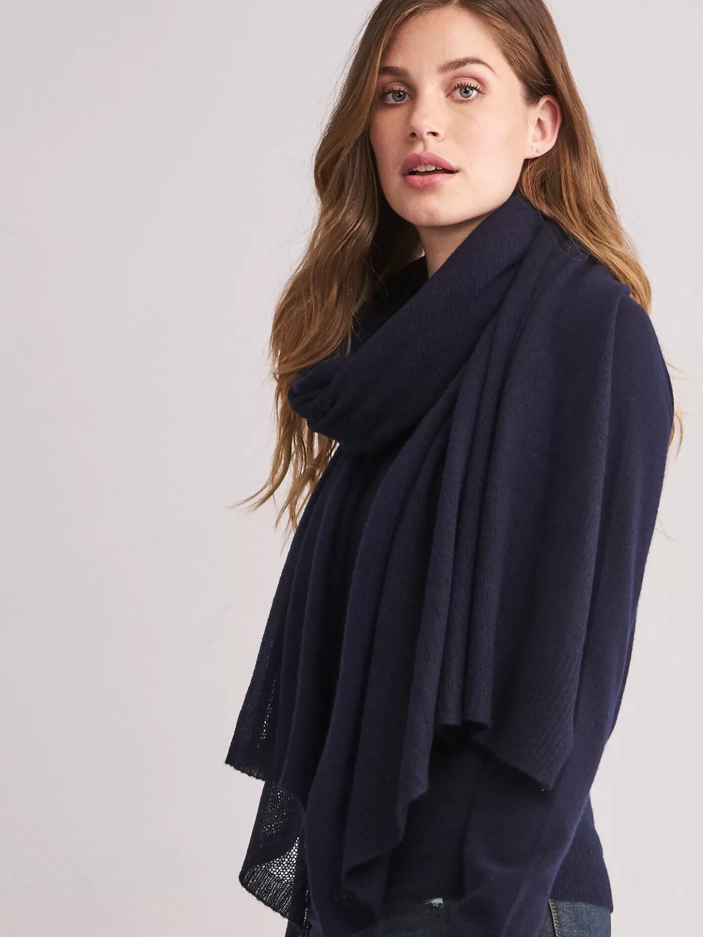 REPEAT cashmere Sjaals<Oversized Sjaal Met Ribdetails Marine