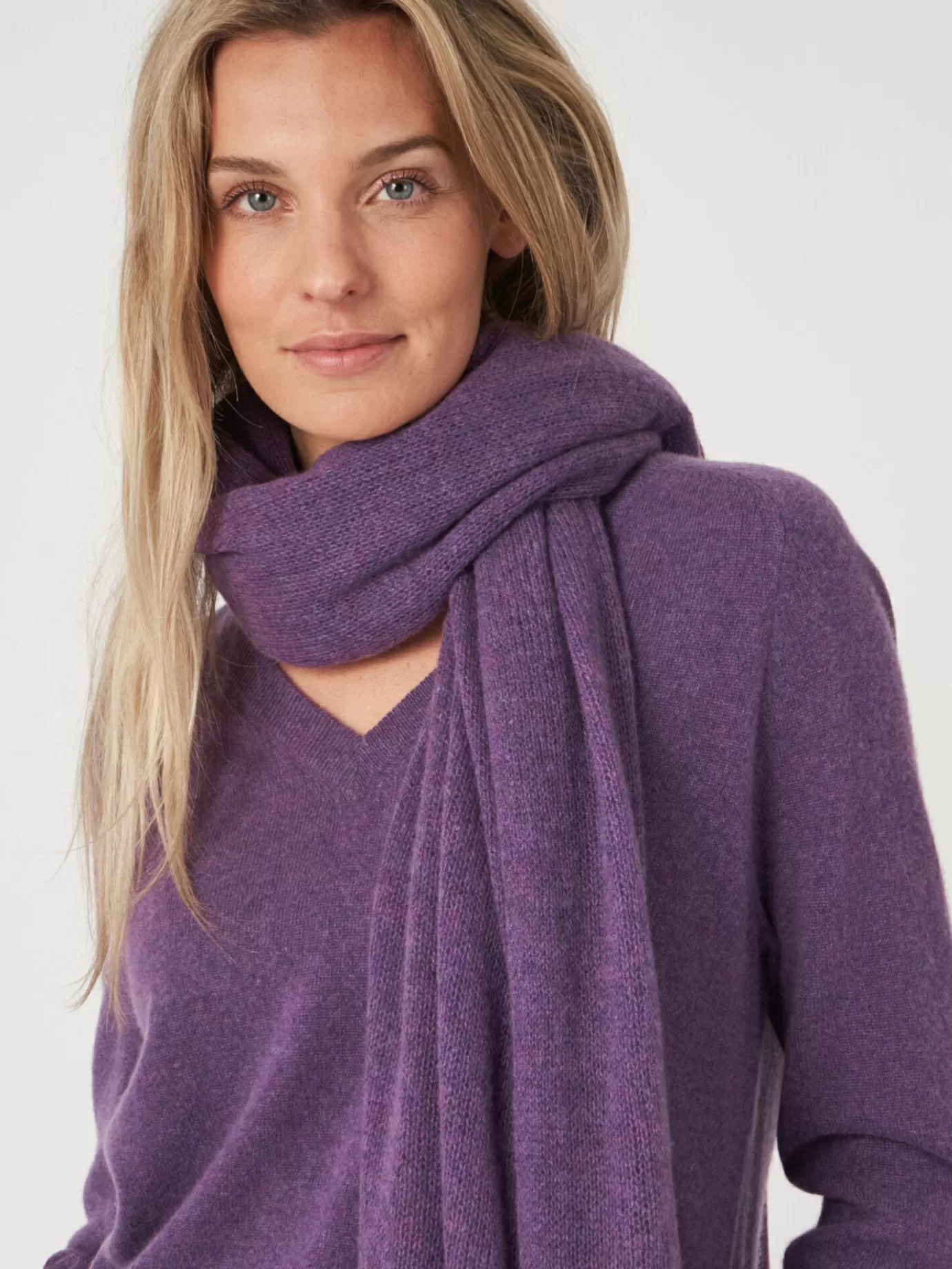 REPEAT cashmere Sjaals<Oversized Sjaal Met Ribdetails Amethist