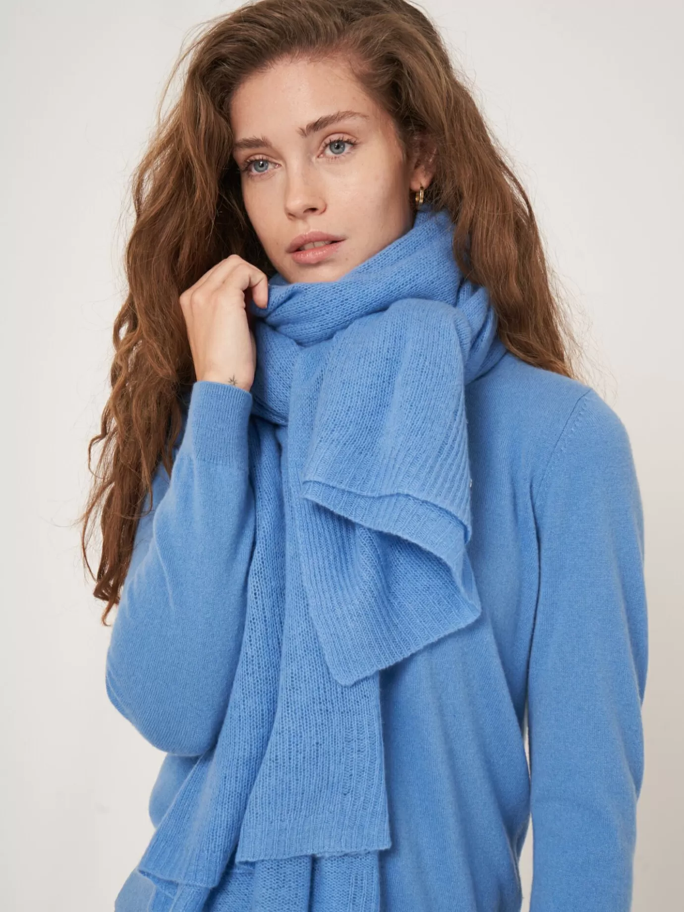 REPEAT cashmere Sjaals<Oversized Sjaal Met Ribdetails Lucht